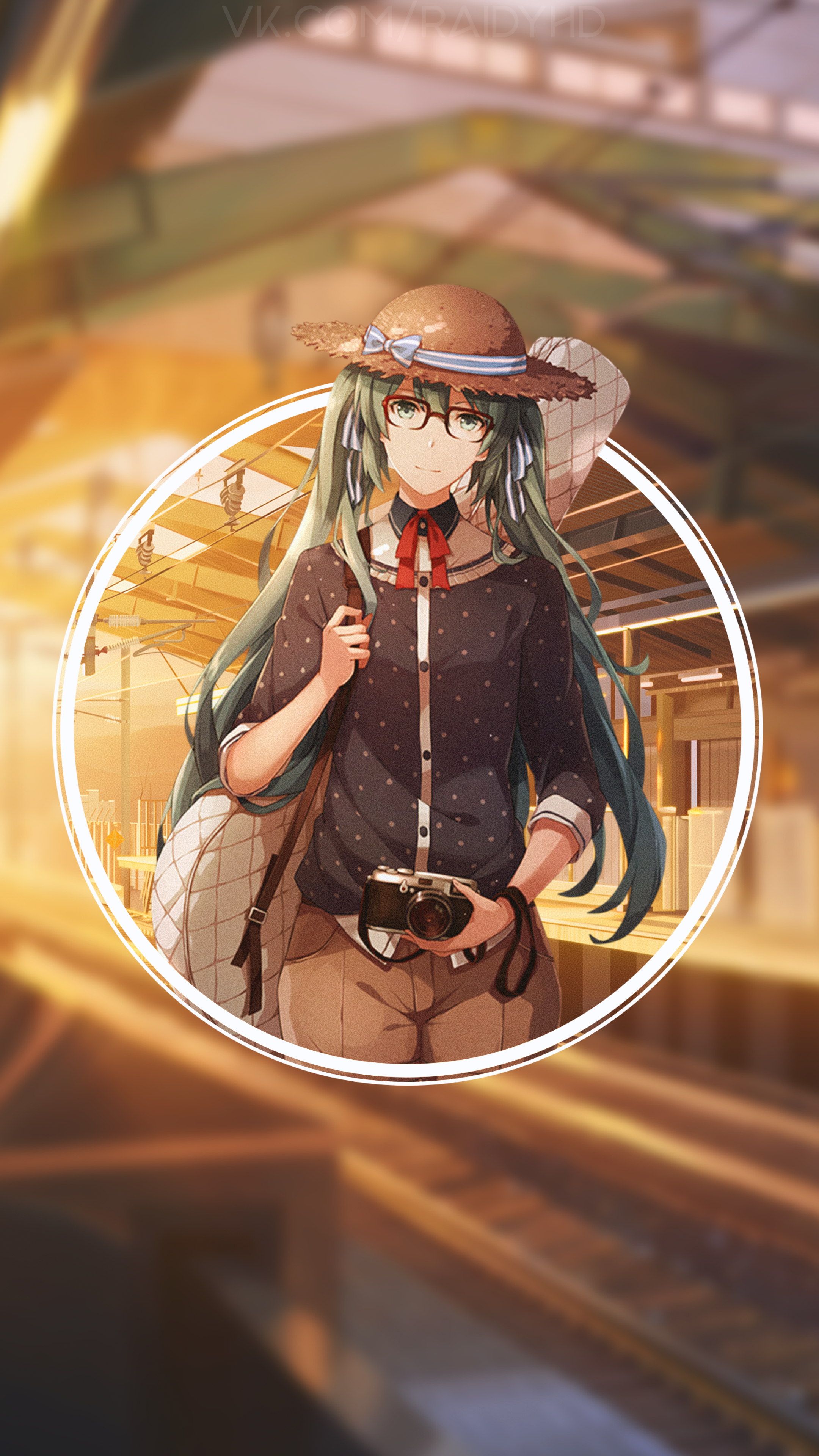 Hatsune Miku with Camera at Train Station HD Phone Wallpaper