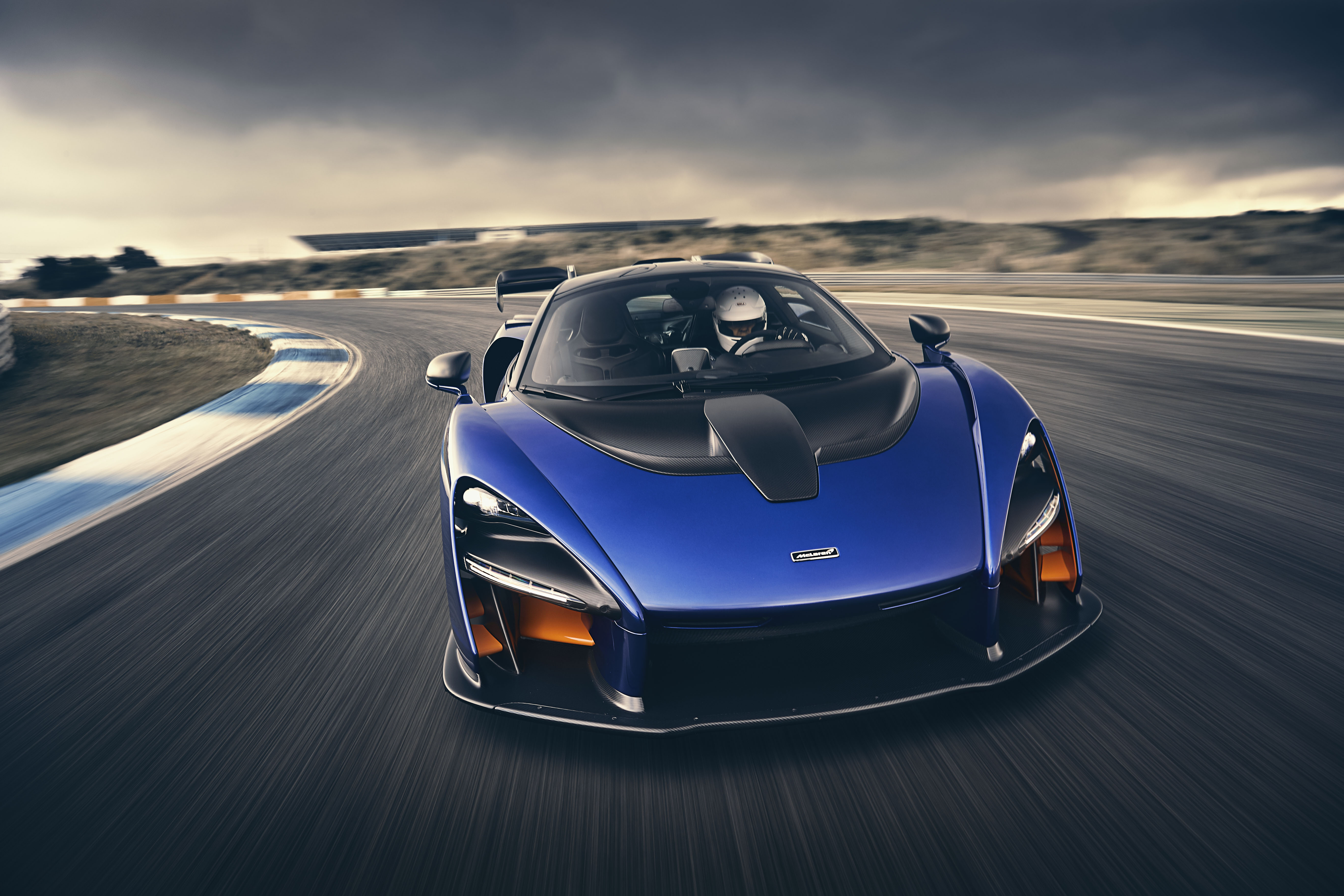 McLaren Senna Kyanos Blue on Racing Track HD Wallpaper