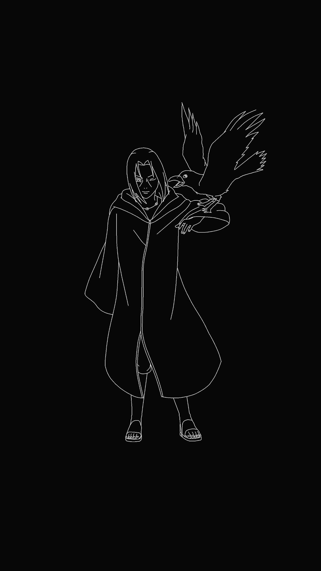 Itachi Uchiha from Naruto with a crow HD Phone Wallpaper