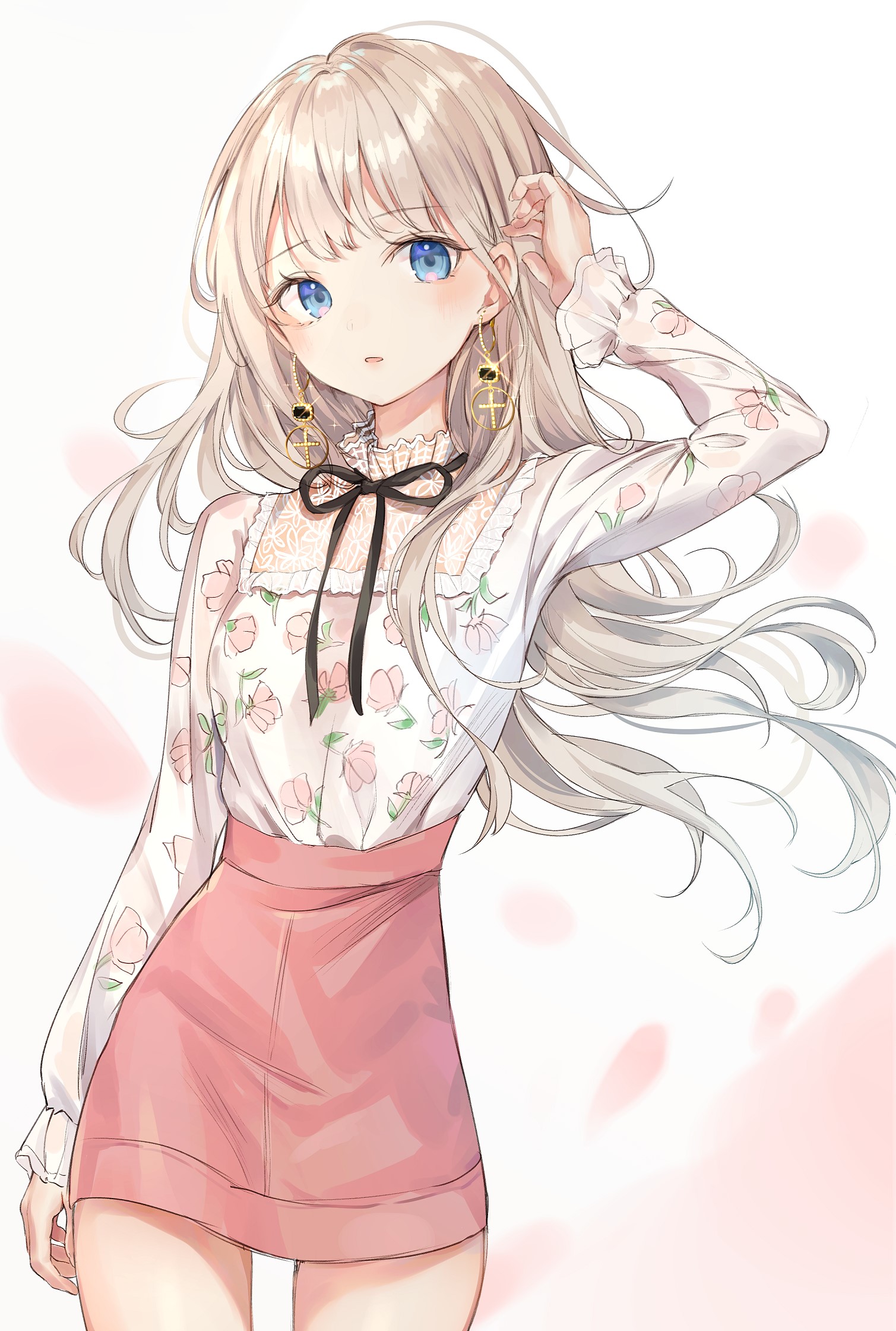Anime girl with blonde hair and blue eyes HD Phone Wallpaper