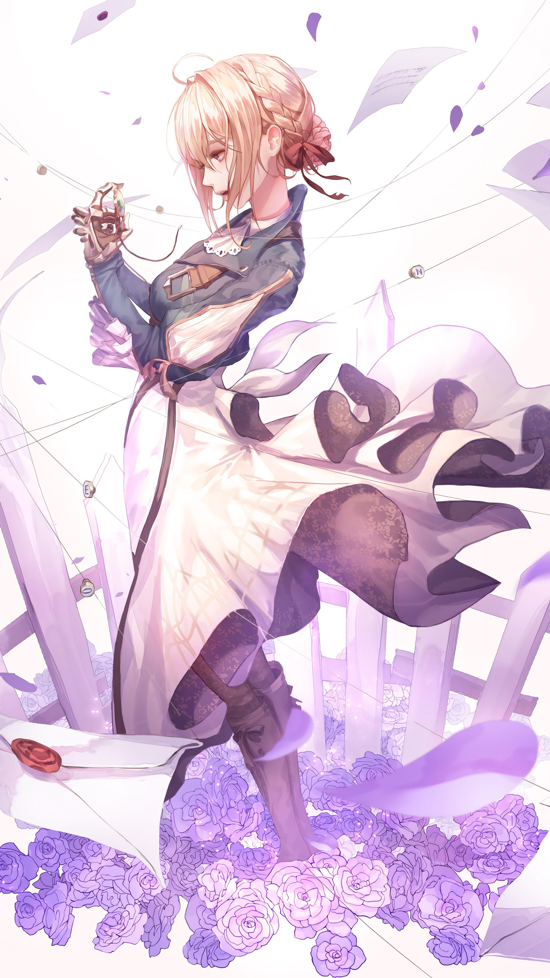 Violet Evergarden holding a mechanical hand HD Phone Wallpaper
