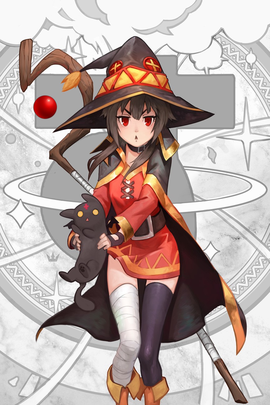 Megumin from Kono Subarashii Sekai ni Shukufuku wo! with Chomusuke HD Phone Wallpaper