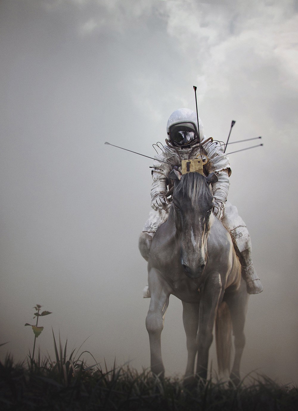 Astronaut Riding Horse in Fantasy Scene HD Phone Wallpaper