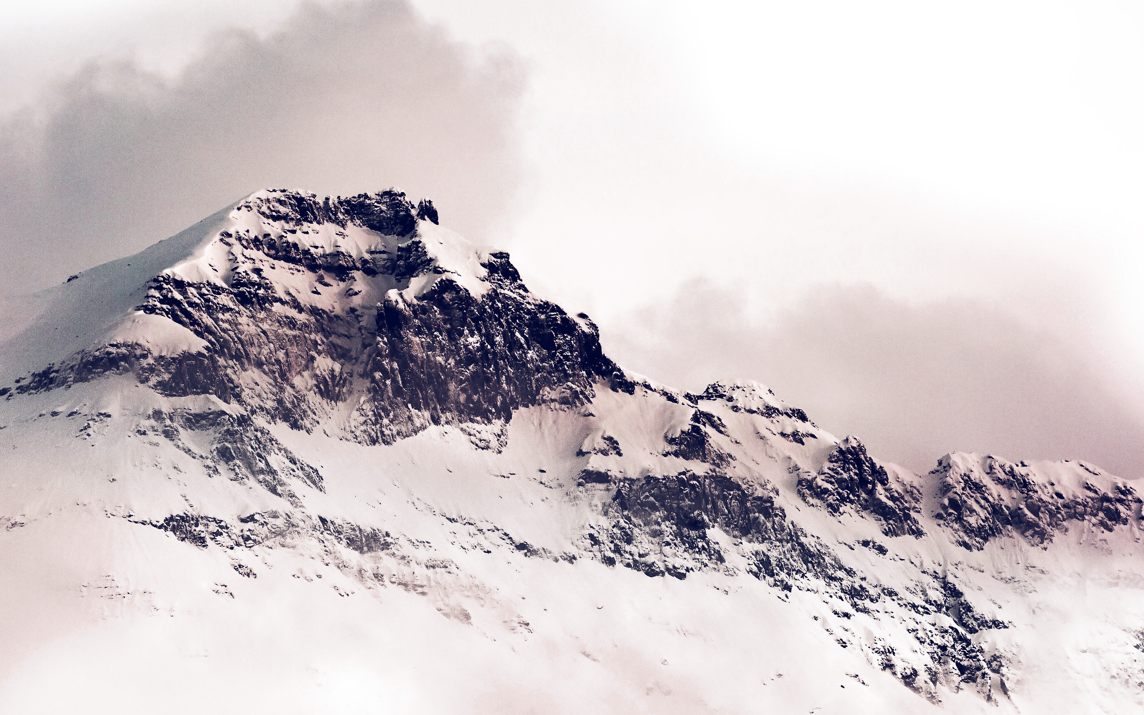 Snowy Mountain Peak in Winter 4K HD Wallpaper