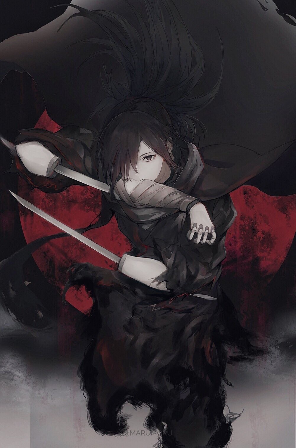 Hyakkimaru from Dororo with two swords HD Phone Wallpaper