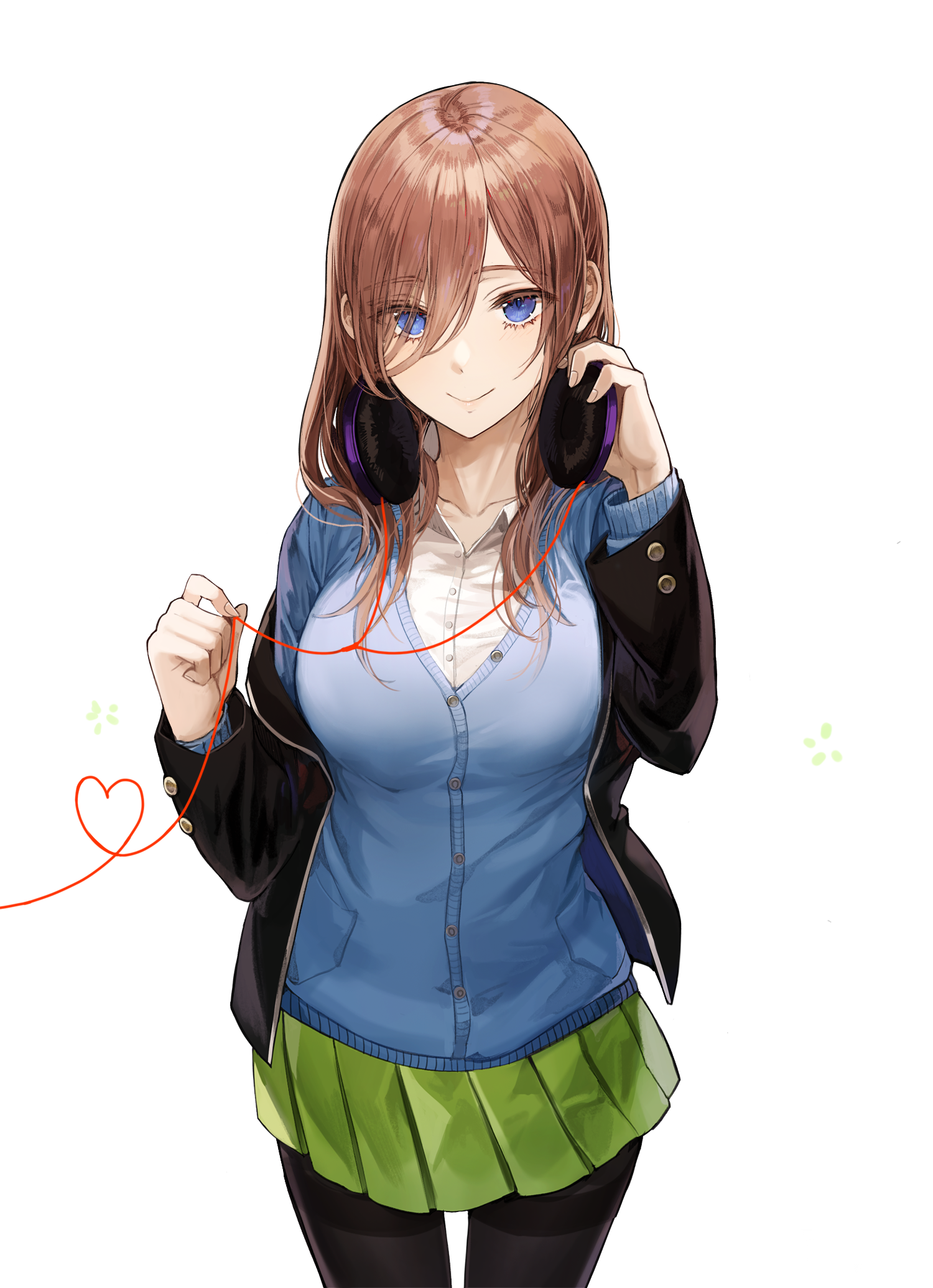Nakano Miku from The Quintessential Quintuplets with headphones HD Phone Wallpaper