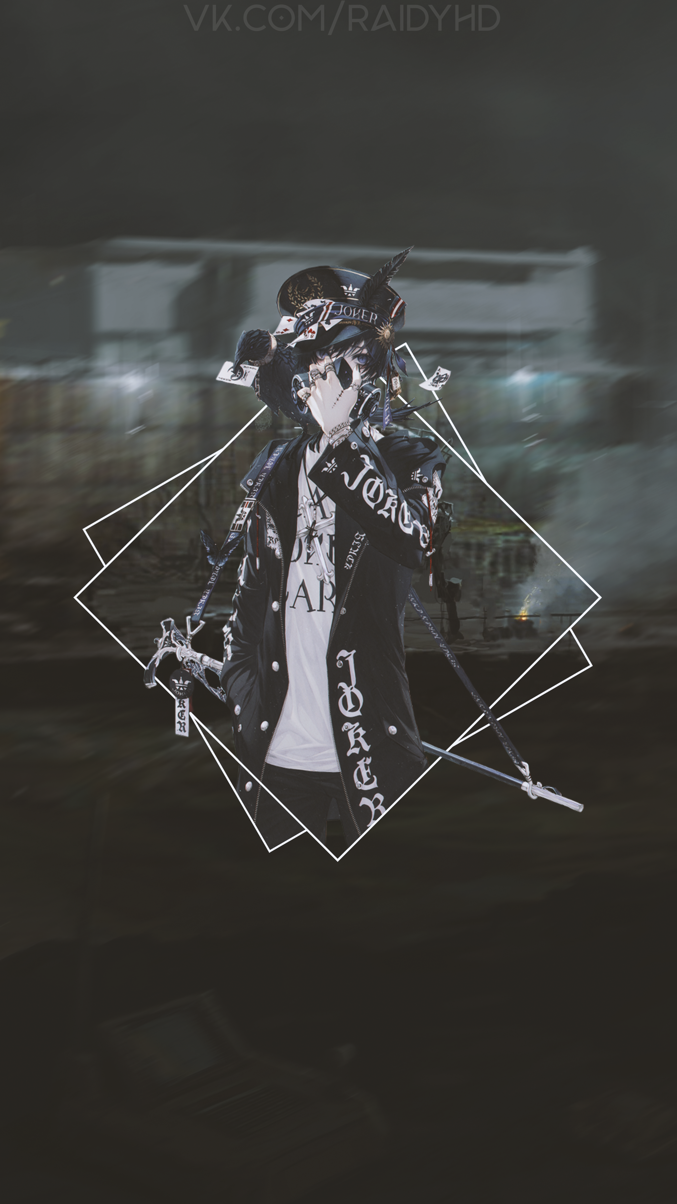 Anime boy with gas mask and swords HD Phone Wallpaper