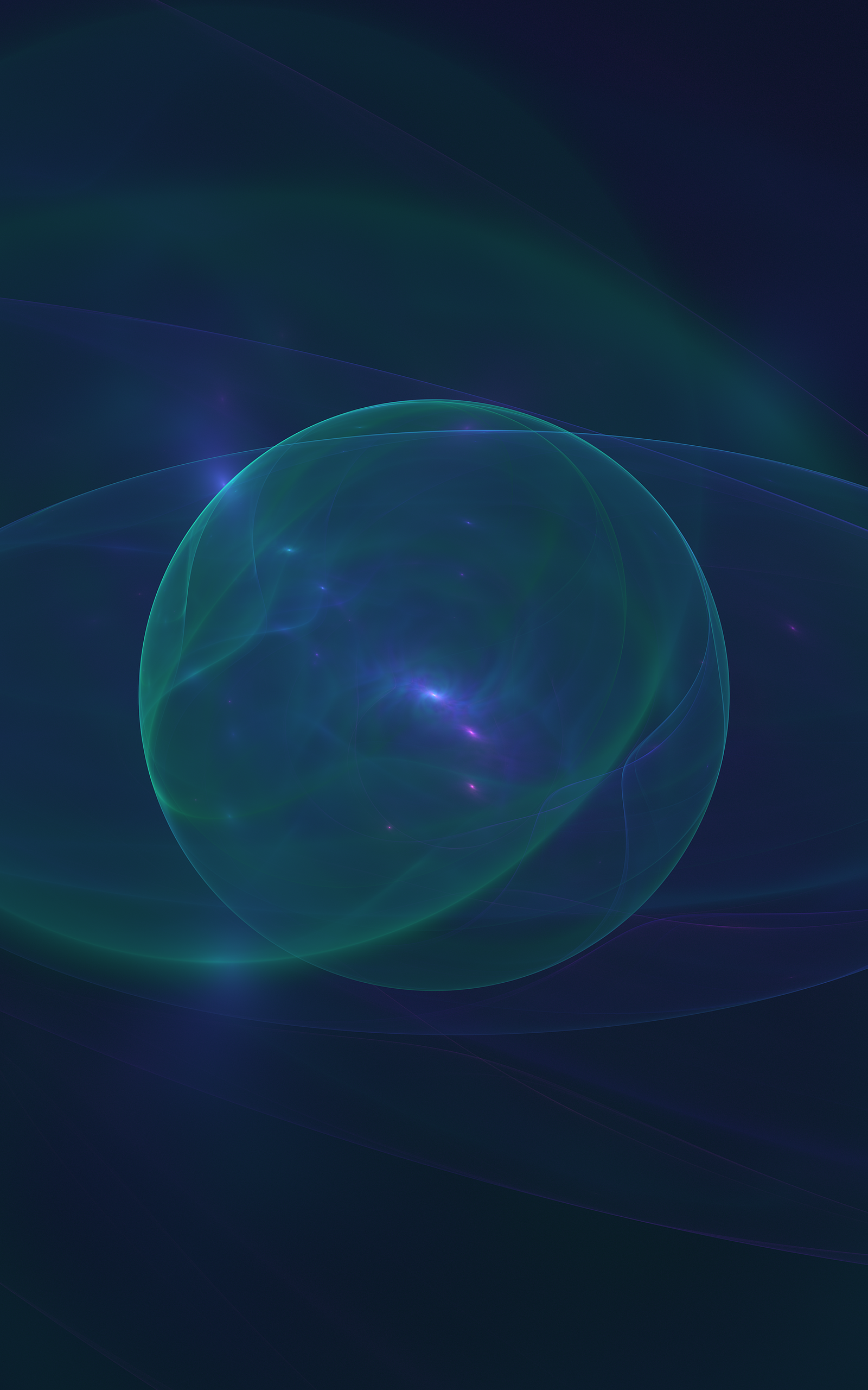 Abstract fractal sphere with blue and green light HD Phone Wallpaper