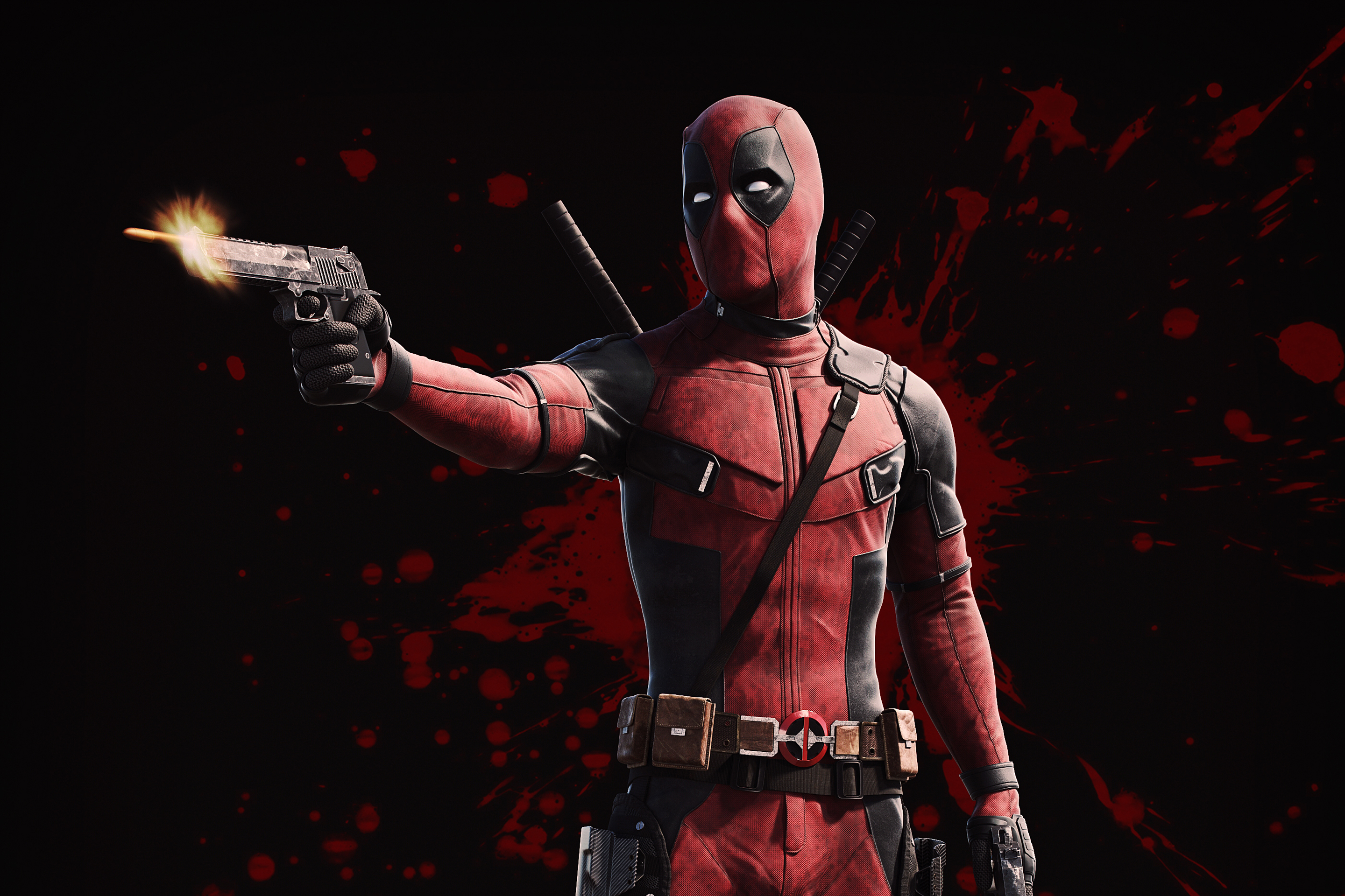 Deadpool shooting a pistol HD Wallpaper