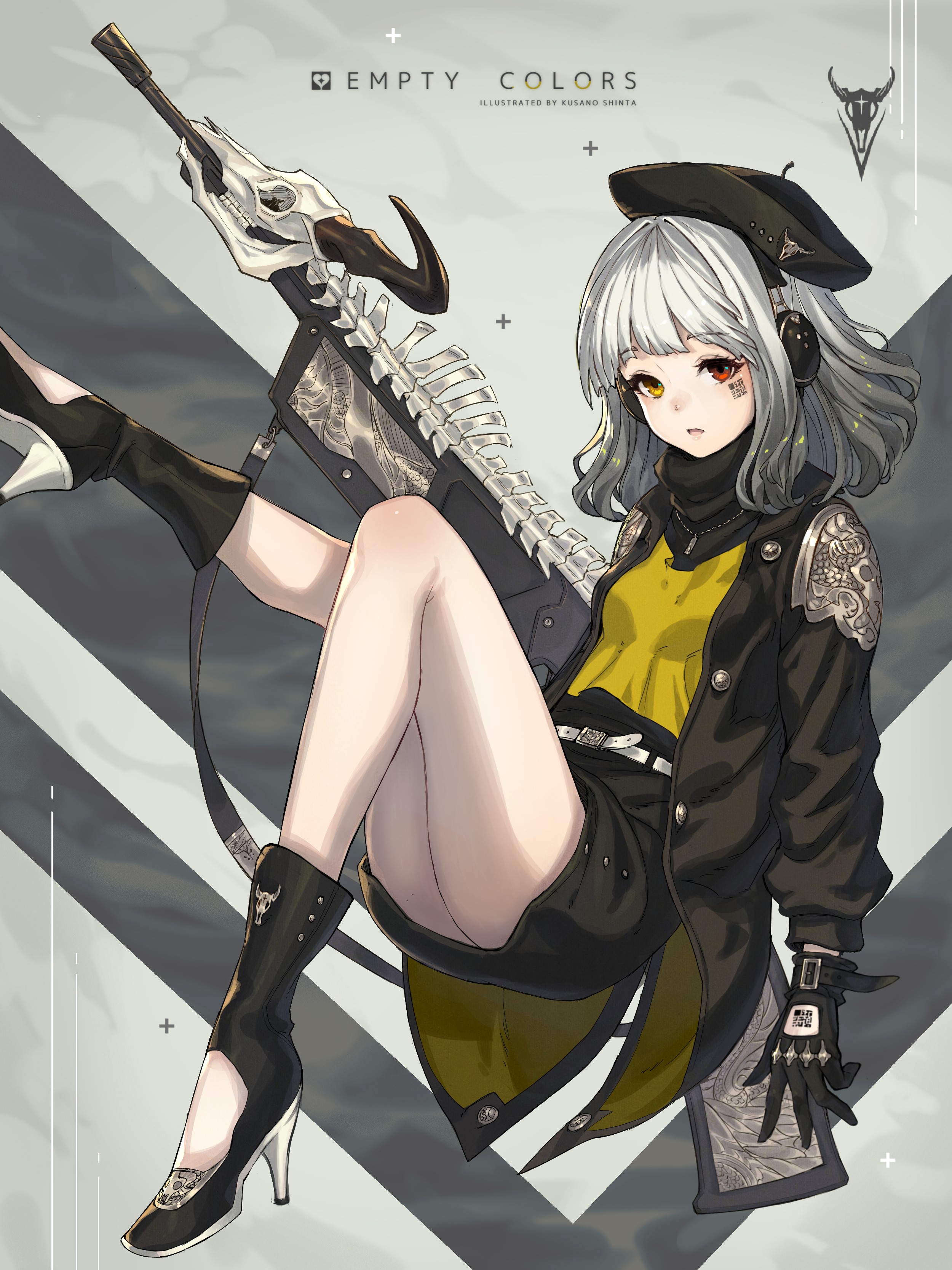 Anime girl with a rifle, Empty Colors HD Phone Wallpaper