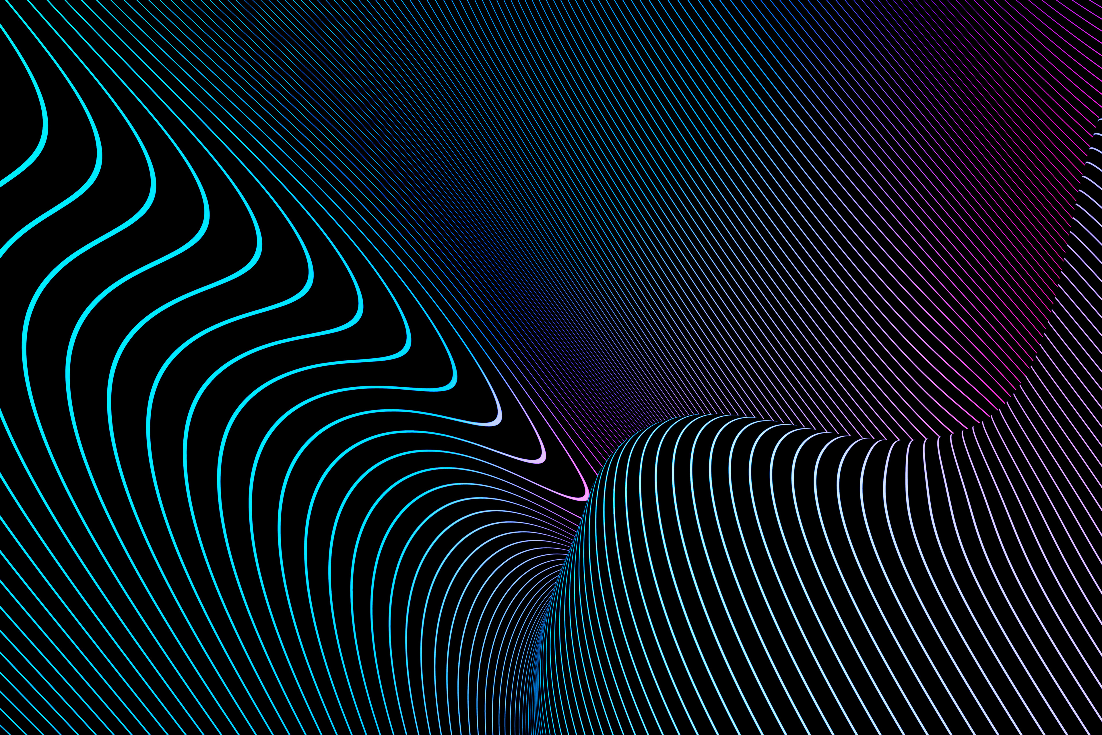 Abstract Neon Lines on Dark Background HD Wallpaper
