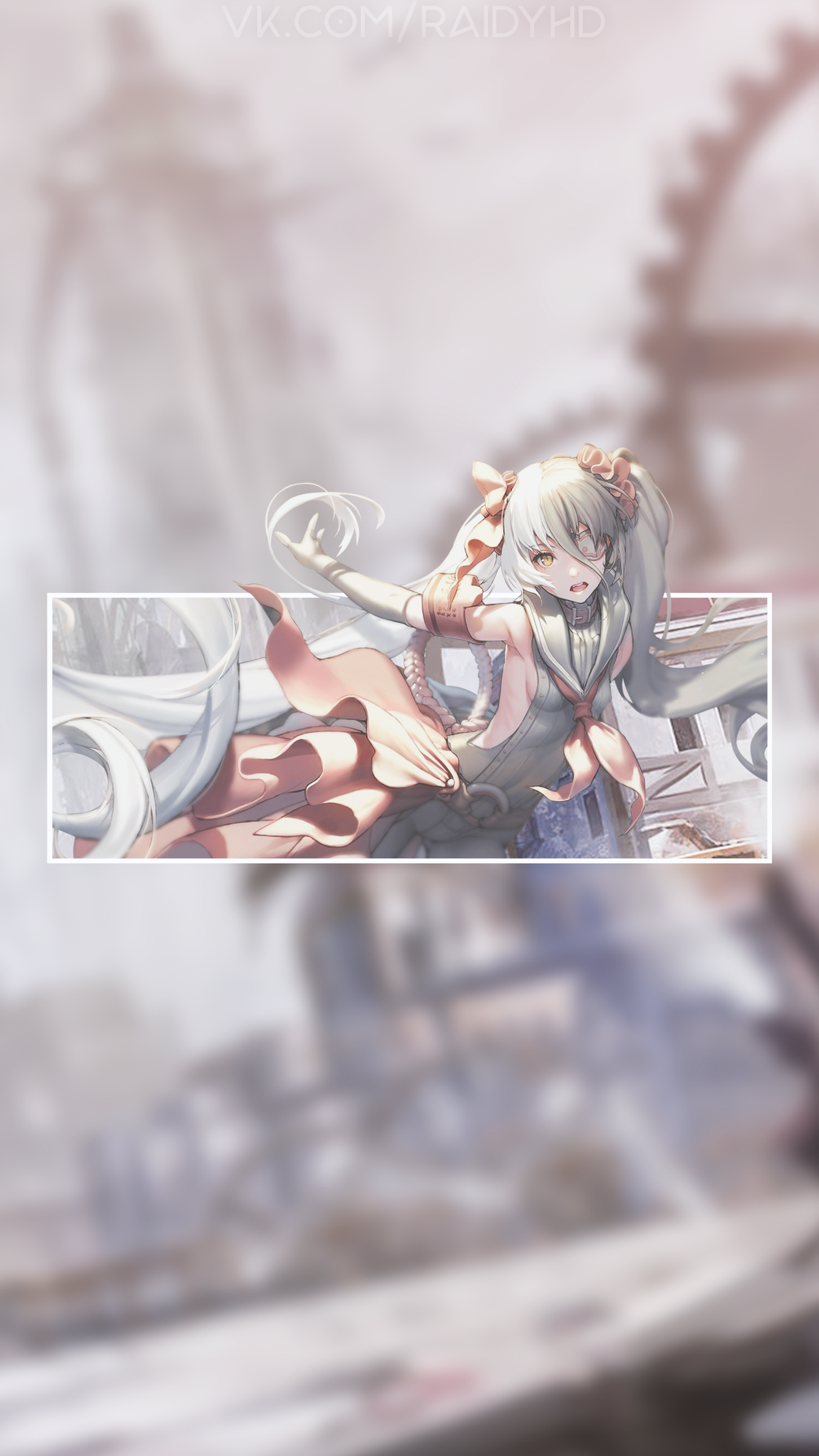 Anime girl with yellow eyes and white hair HD Phone Wallpaper