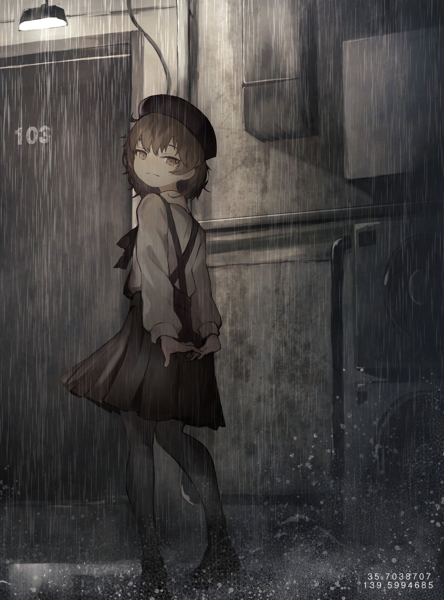 Anime girl in rain HD Phone Wallpaper
