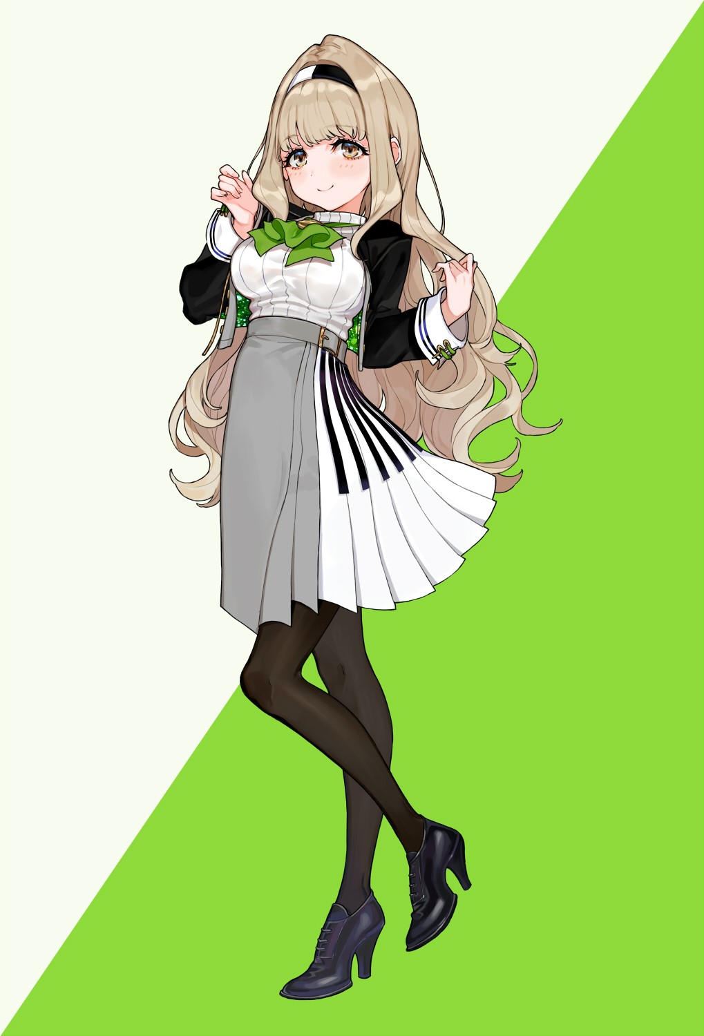 Anime girl with blonde hair and piano skirt HD Phone Wallpaper