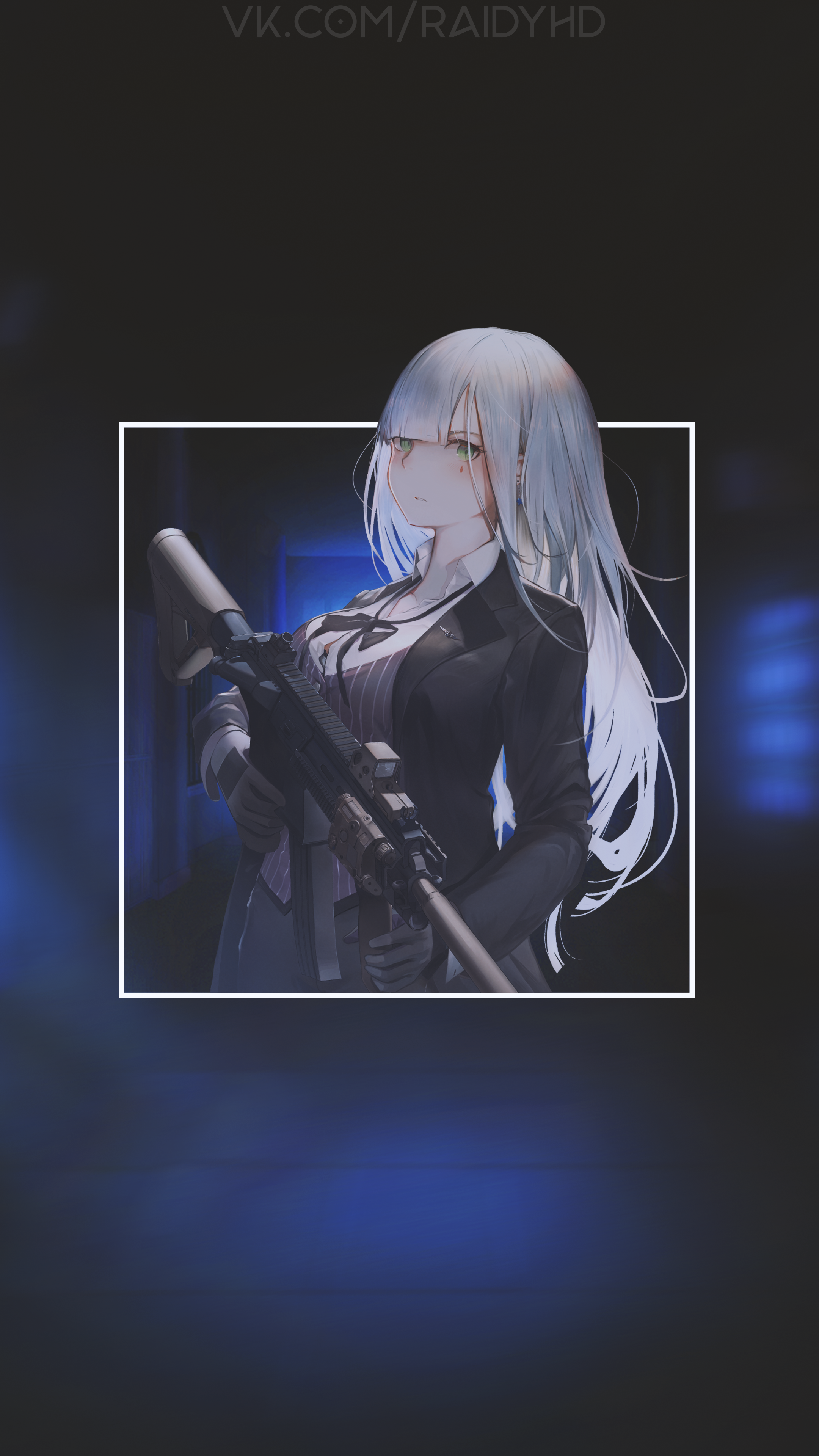 HK416 from Girls Frontline holding a rifle HD Phone Wallpaper