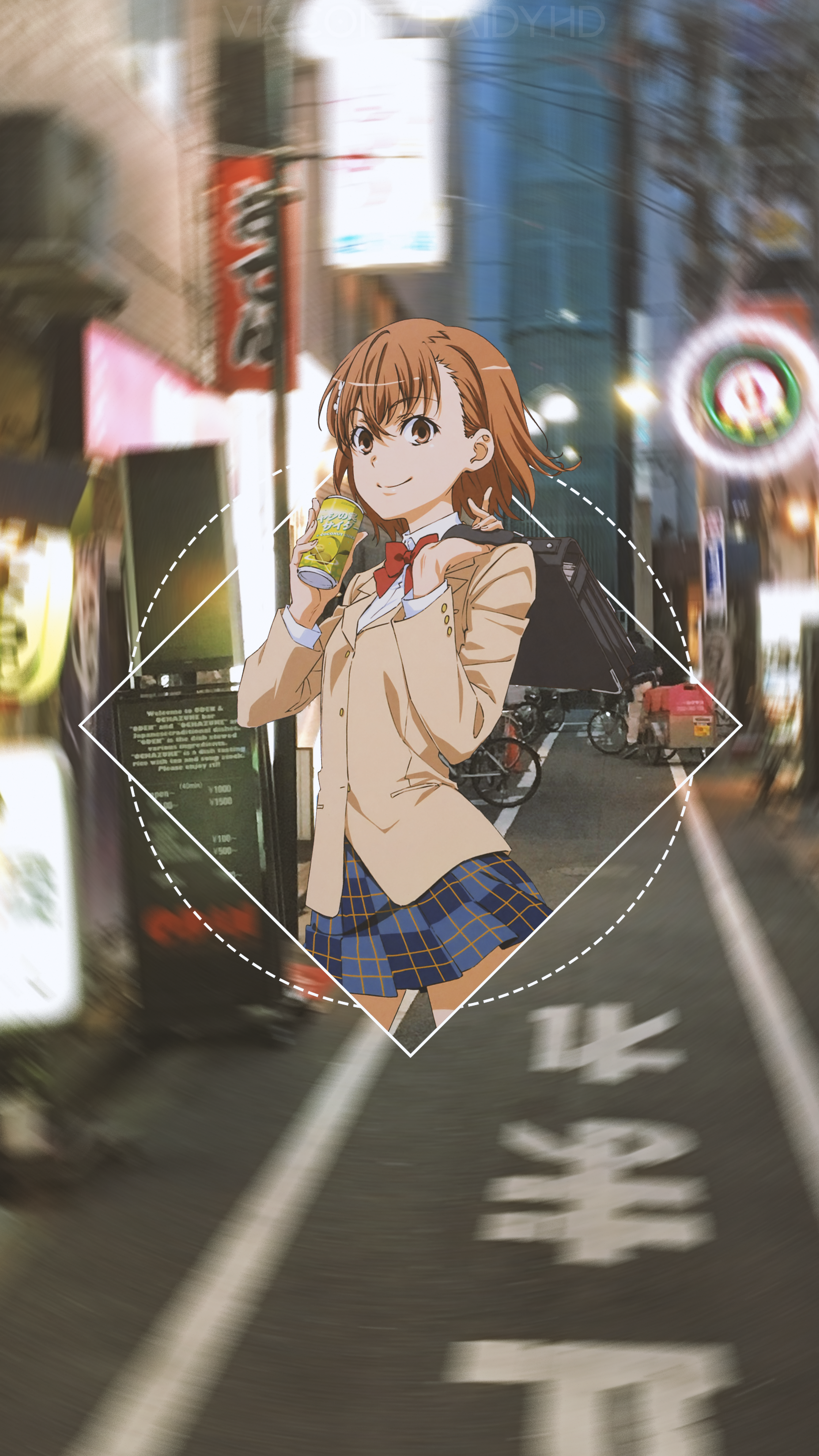 Misaka Mikoto from To Aru Kagaku no Railgun drinking a beverage HD Phone Wallpaper