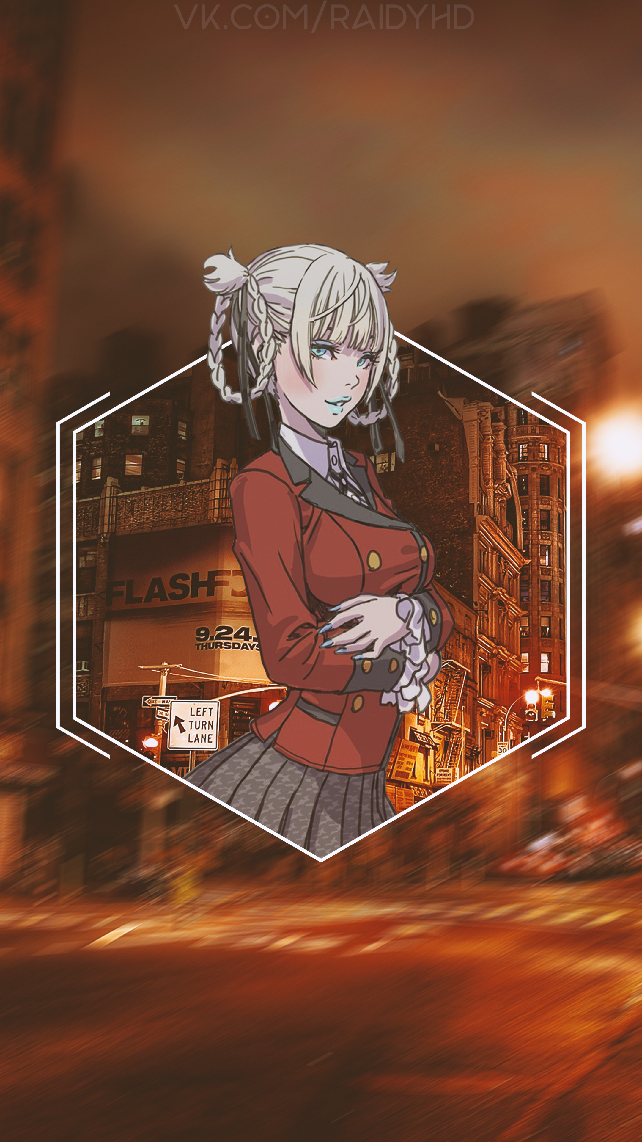 Kirari Momobami from Kakegurui in a city at night HD Phone Wallpaper