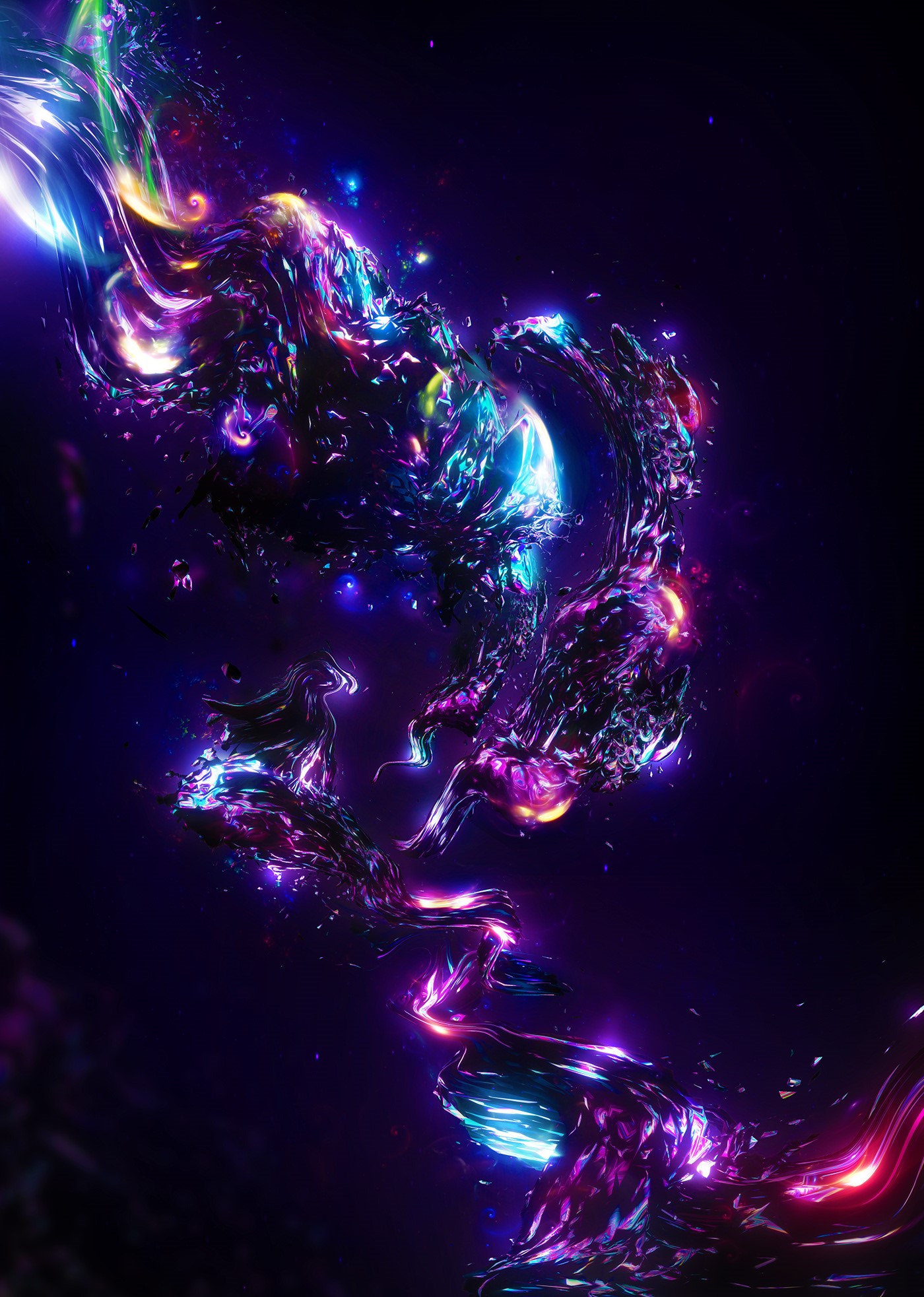 Abstract colorful digital art with swirling patterns HD Phone Wallpaper
