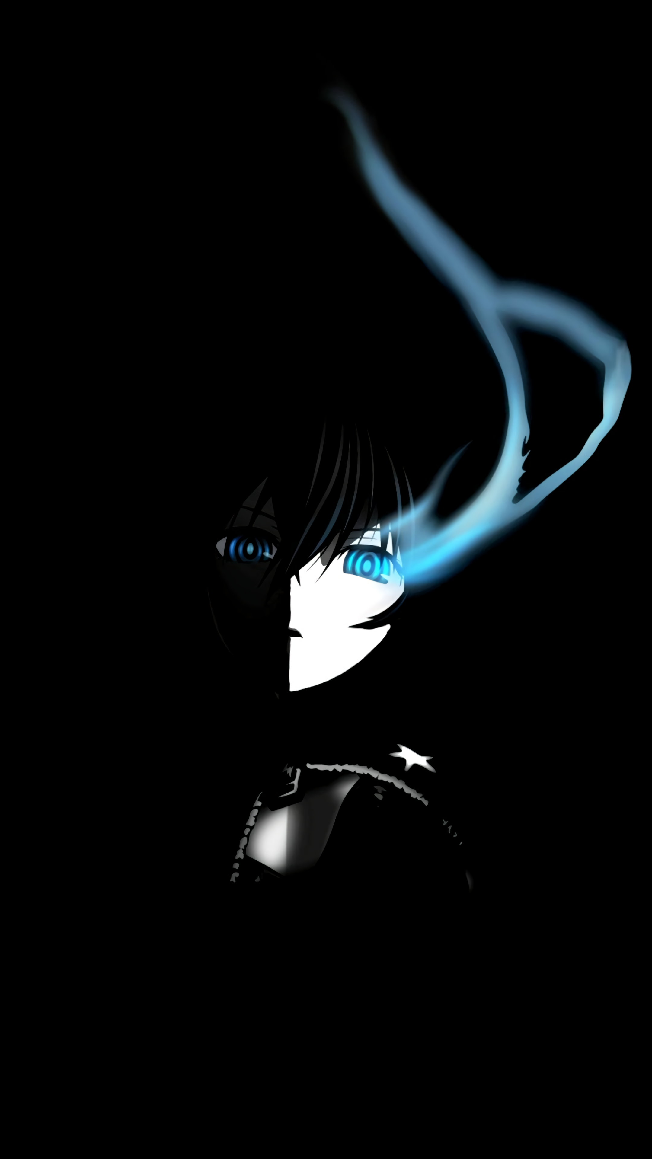 Black Rock Shooter anime girl with blue flames HD Phone Wallpaper