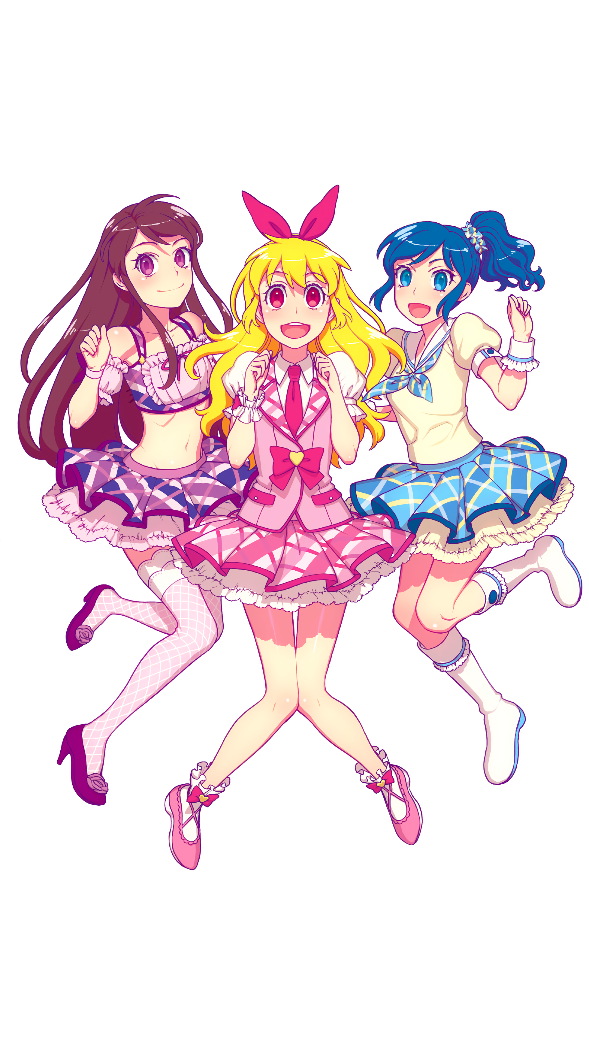 Three girls from Aikatsu! posing HD Phone Wallpaper