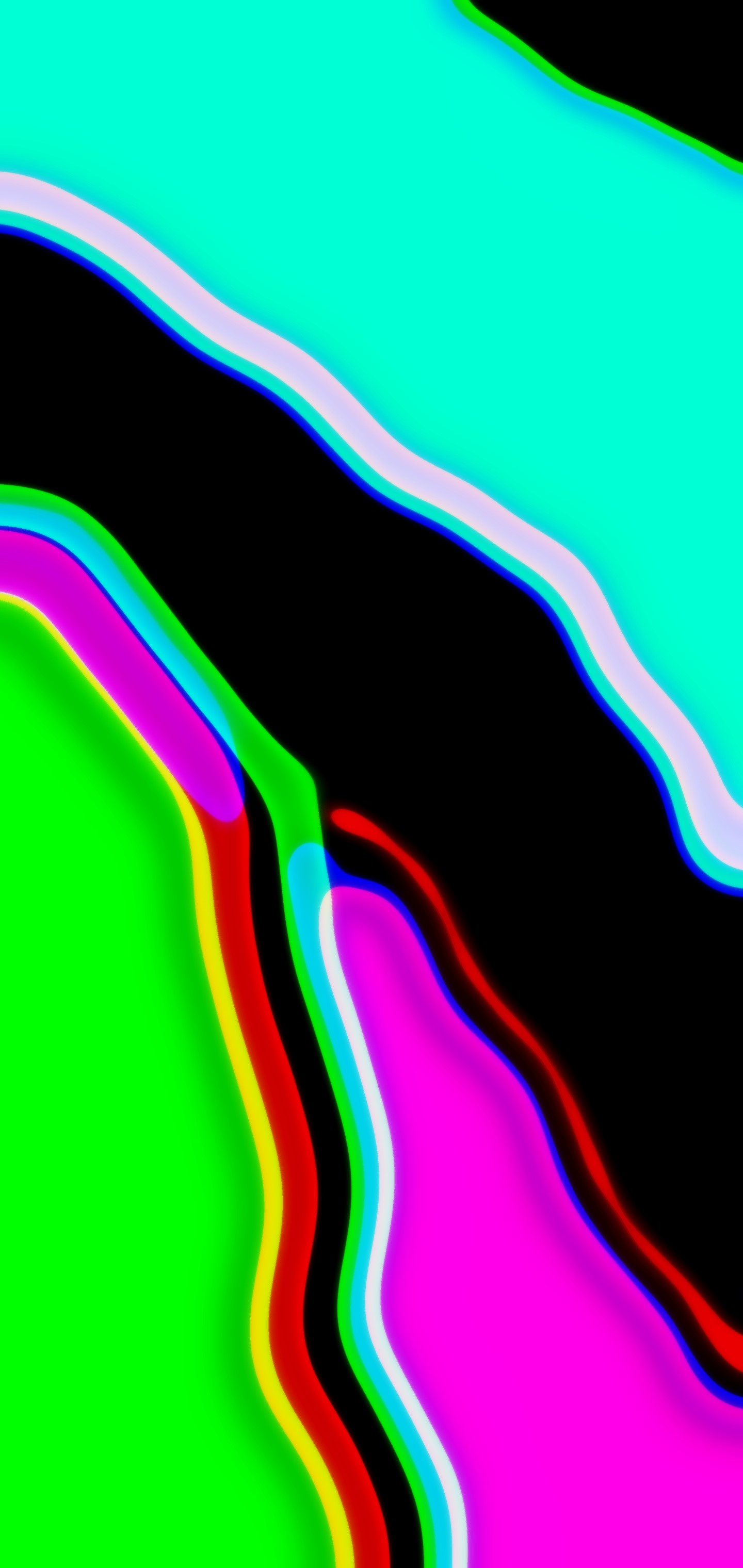 Abstract colorful wavy shapes with glitch effect HD Phone Wallpaper
