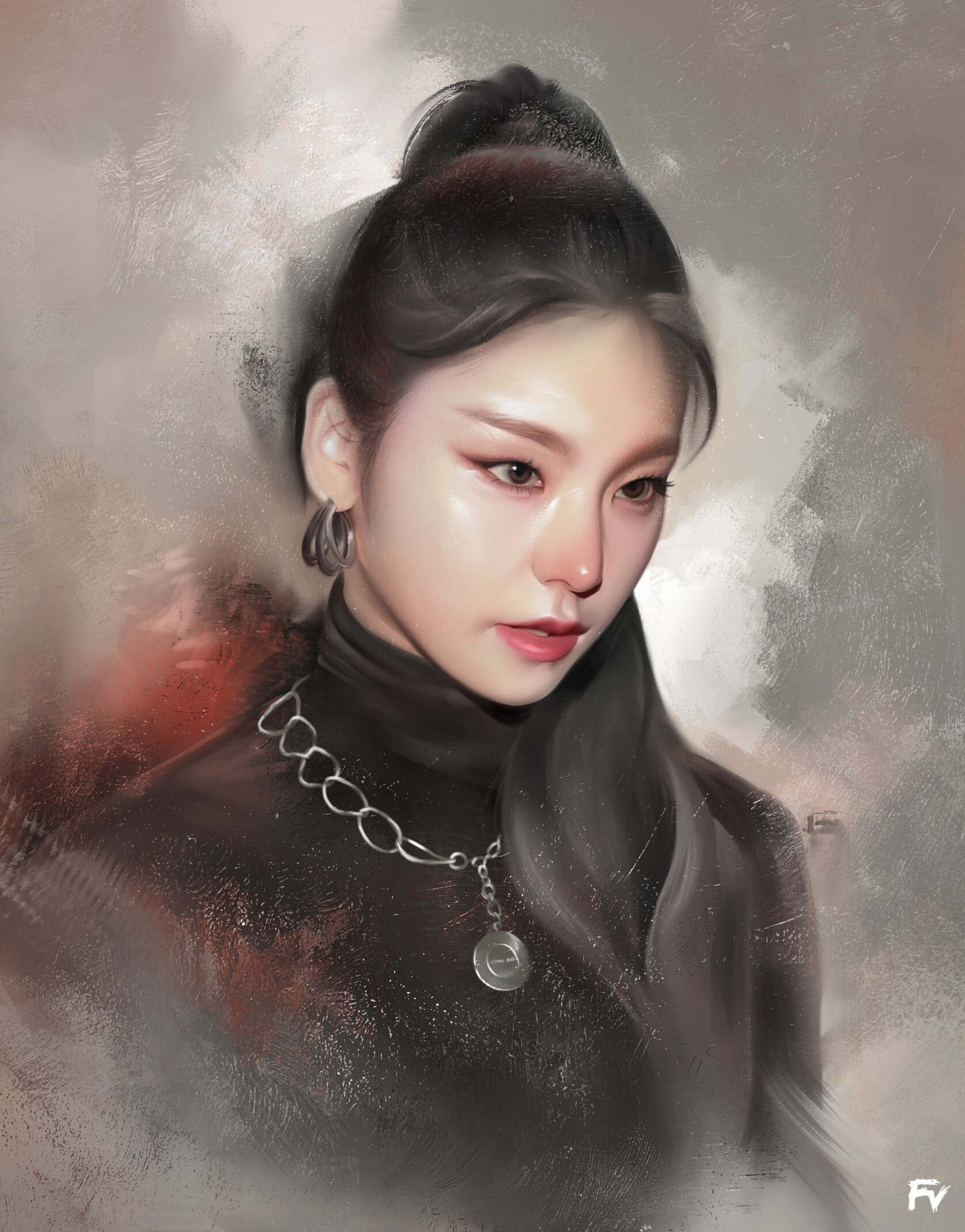 Elegant Digital Portrait of Yeji HD Phone Wallpaper