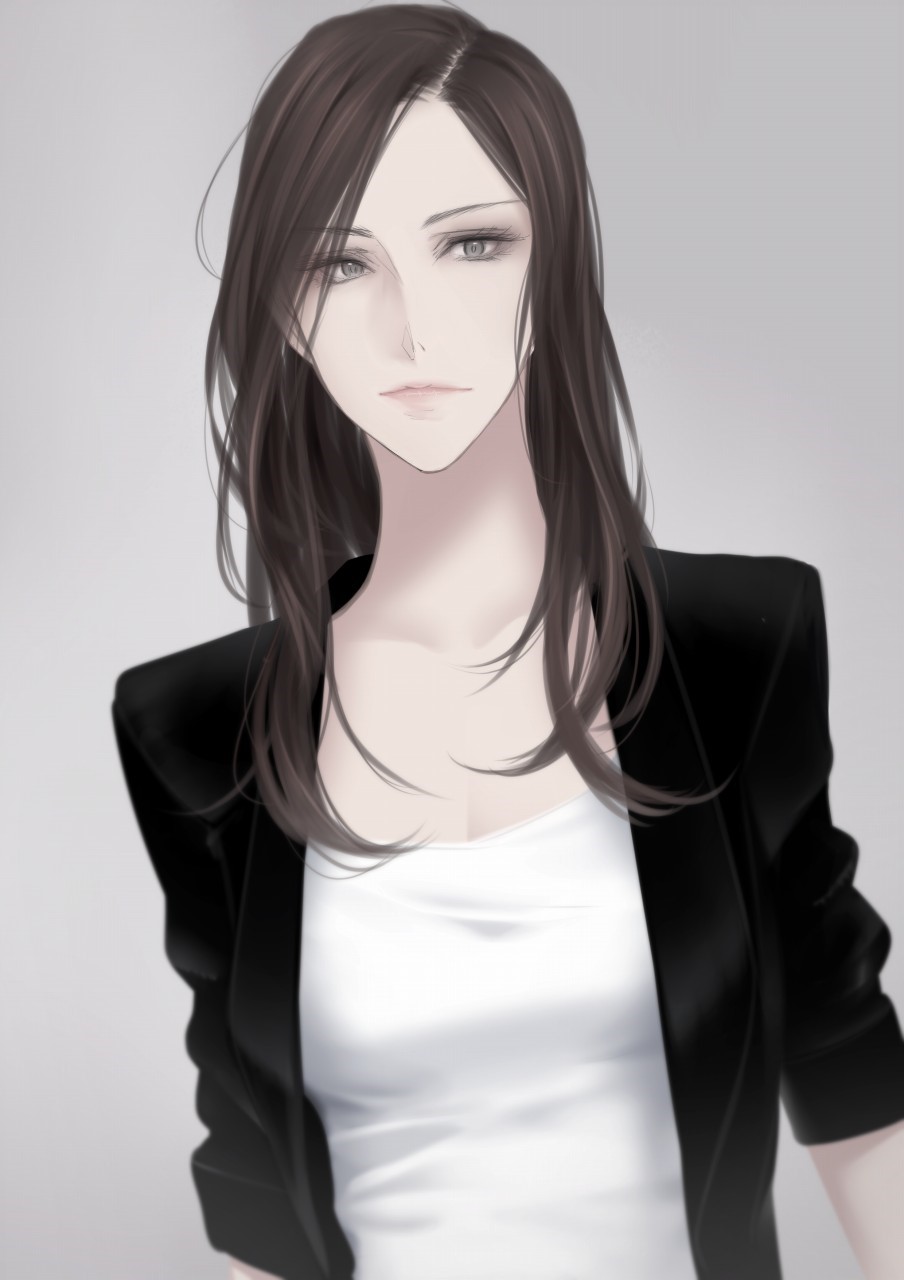 Anime girl in black blazer and white top HD Phone Wallpaper