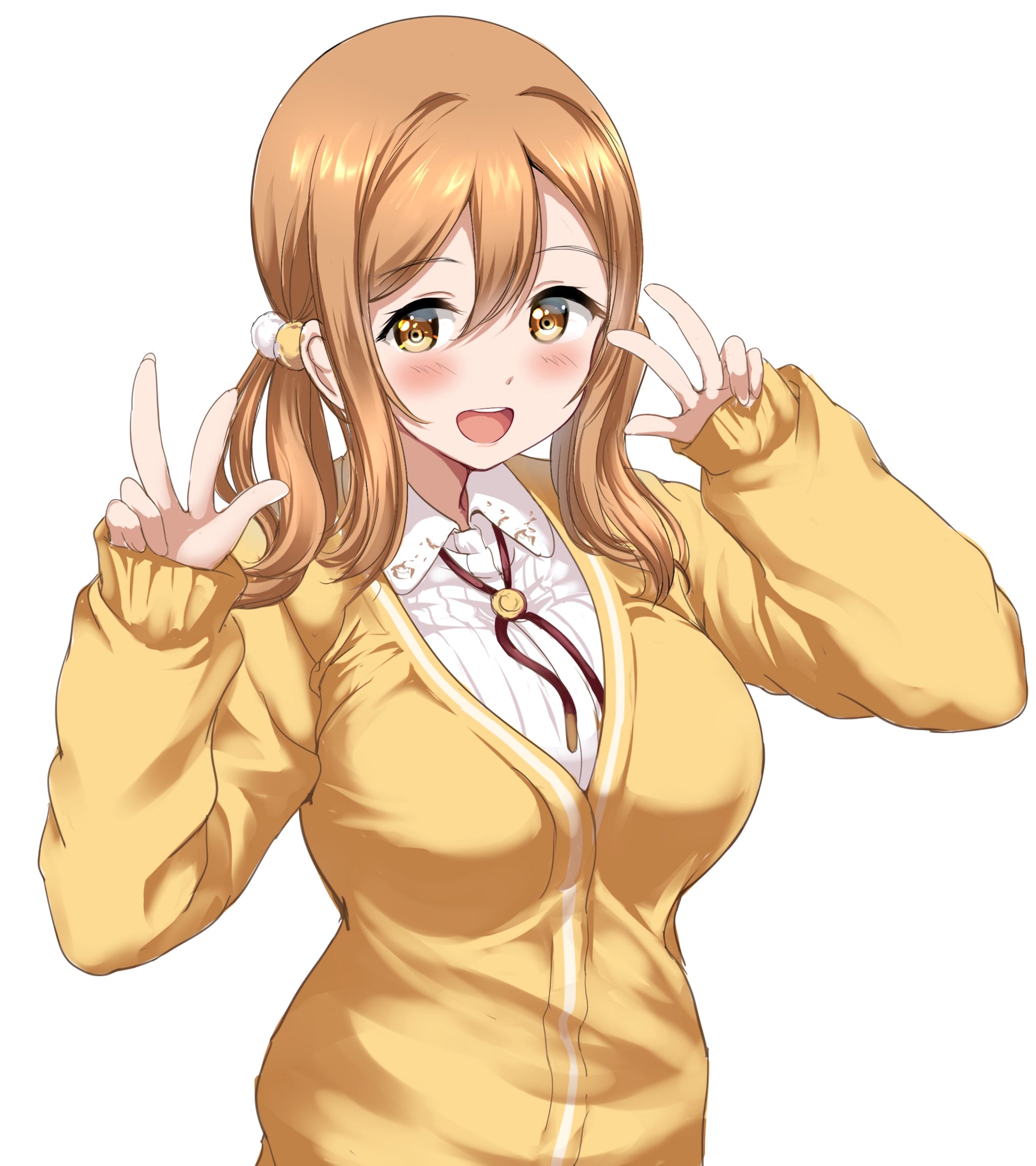 Anime girl with yellow eyes and pigtails HD Phone Wallpaper