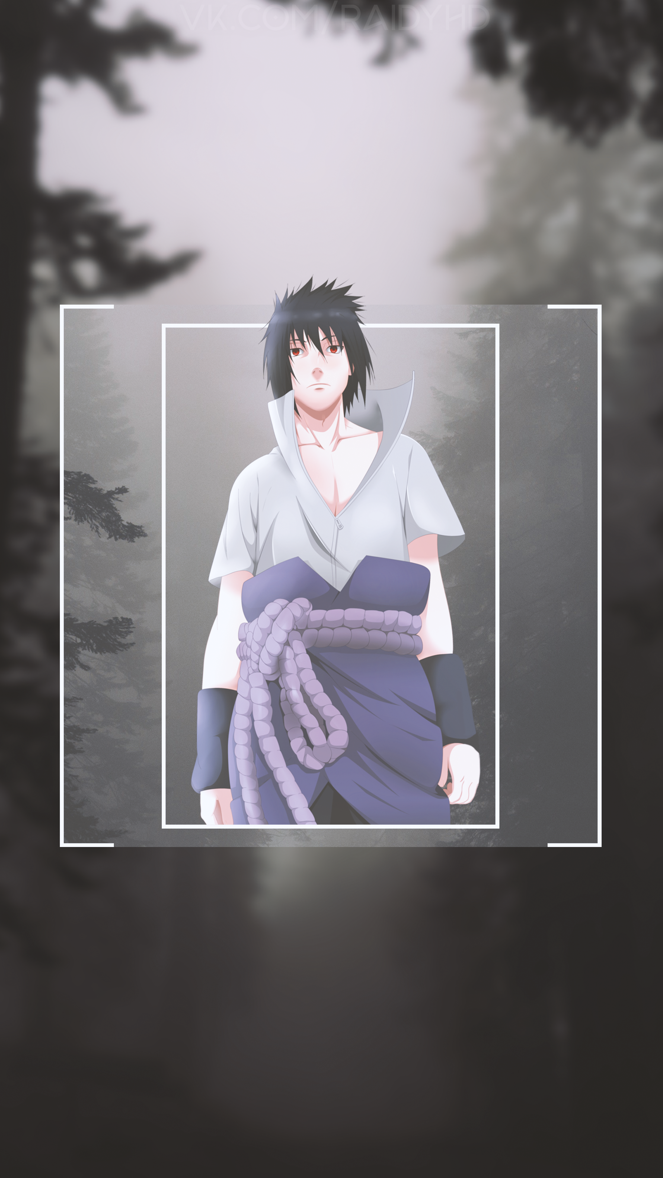 Sasuke Uchiha from Naruto in a forest HD Phone Wallpaper