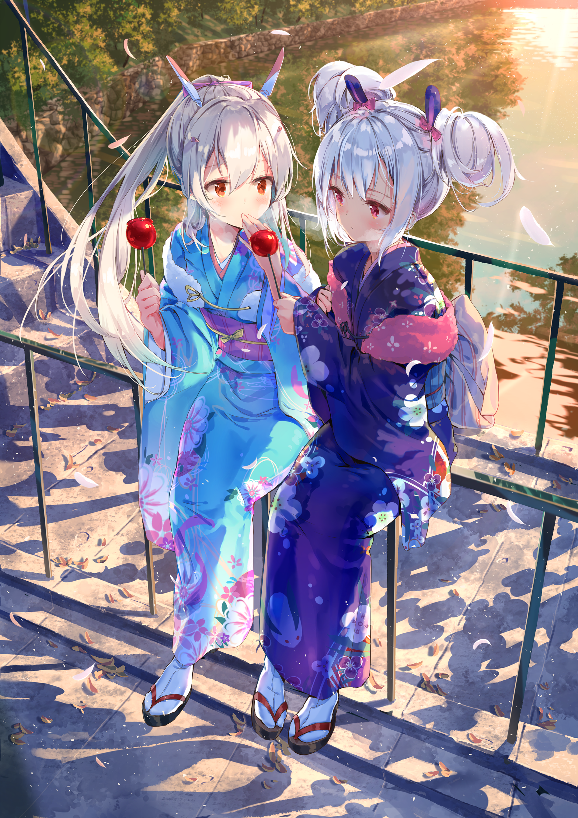 Ayanami and Laffey from Azur Lane in Kimonos HD Phone Wallpaper
