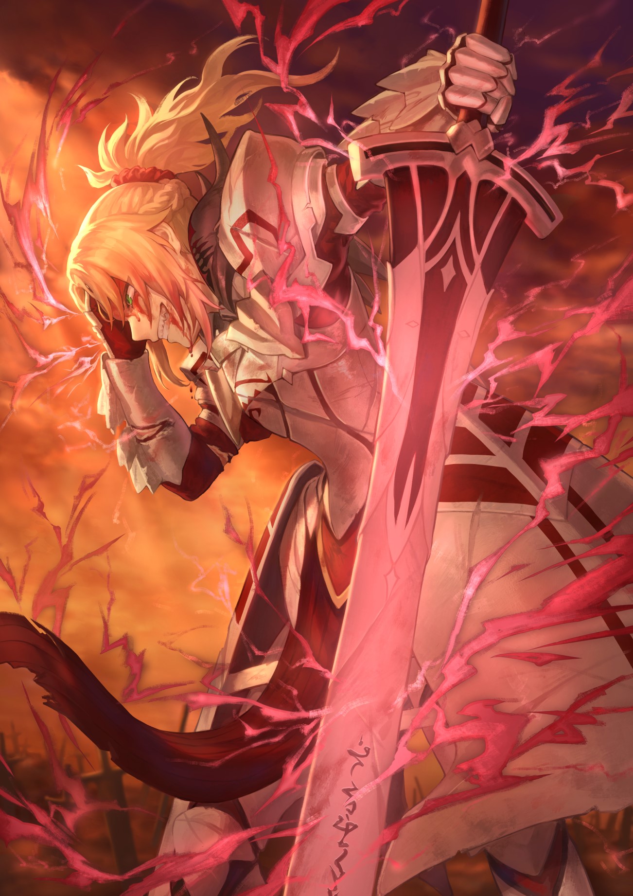 Mordred from Fate/Apocrypha with a sword HD Phone Wallpaper