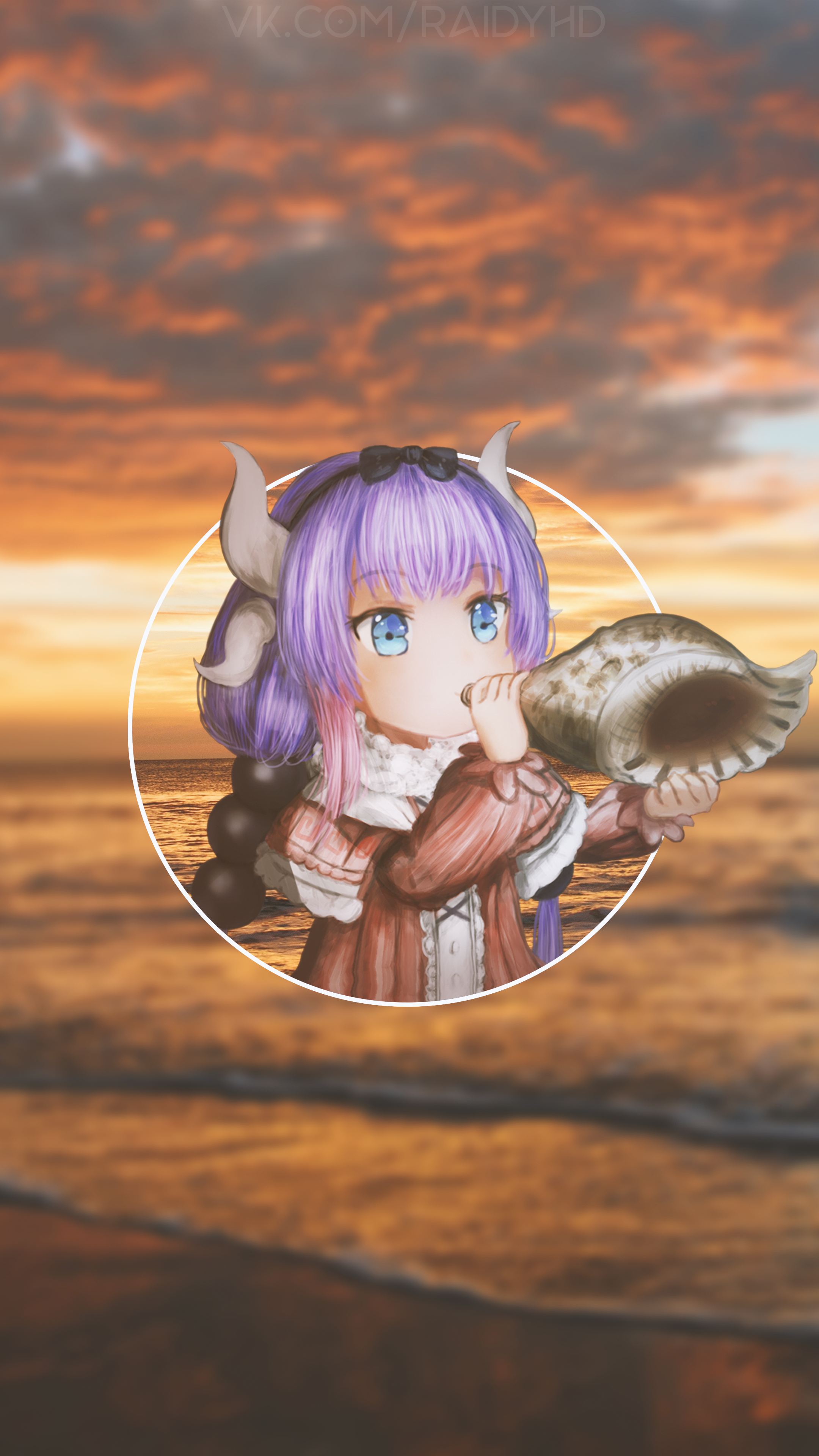 Kanna Kamui from Kobayashi-san Chi no Maid Dragon holding a seashell HD Phone Wallpaper