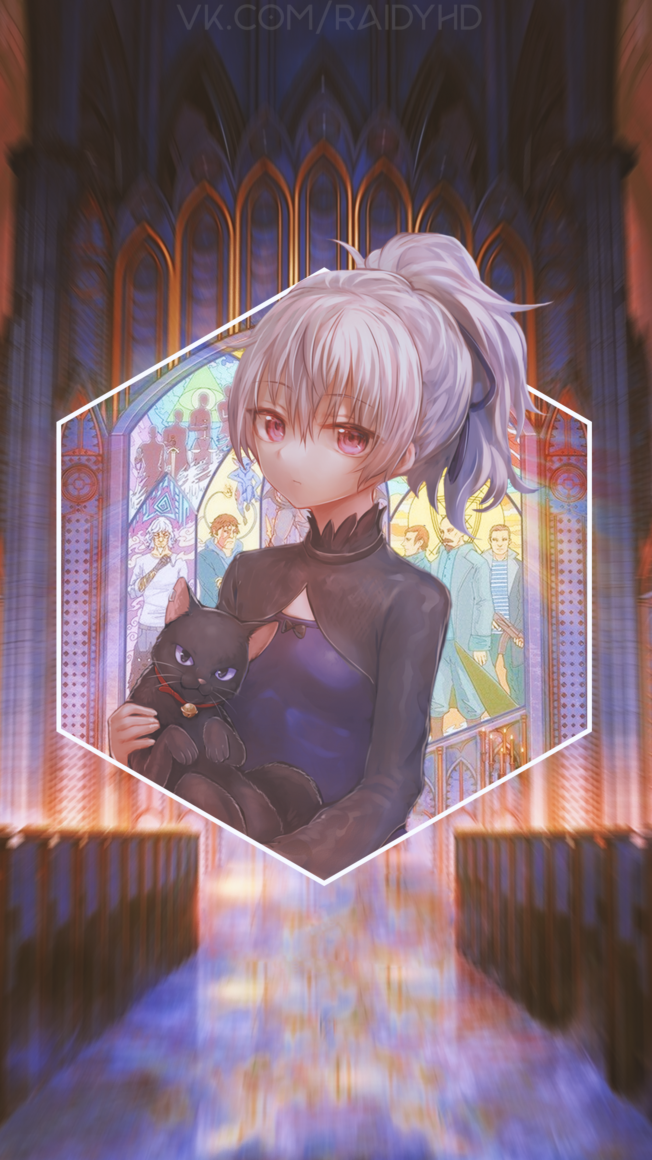 Yin from Darker than Black with a cat HD Phone Wallpaper