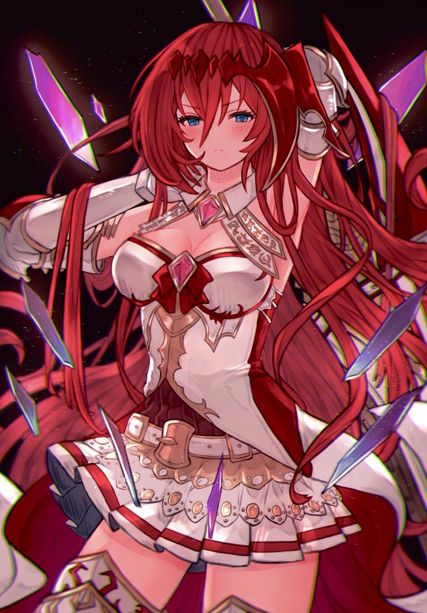 Anime girl with red hair from Granblue Fantasy HD Phone Wallpaper