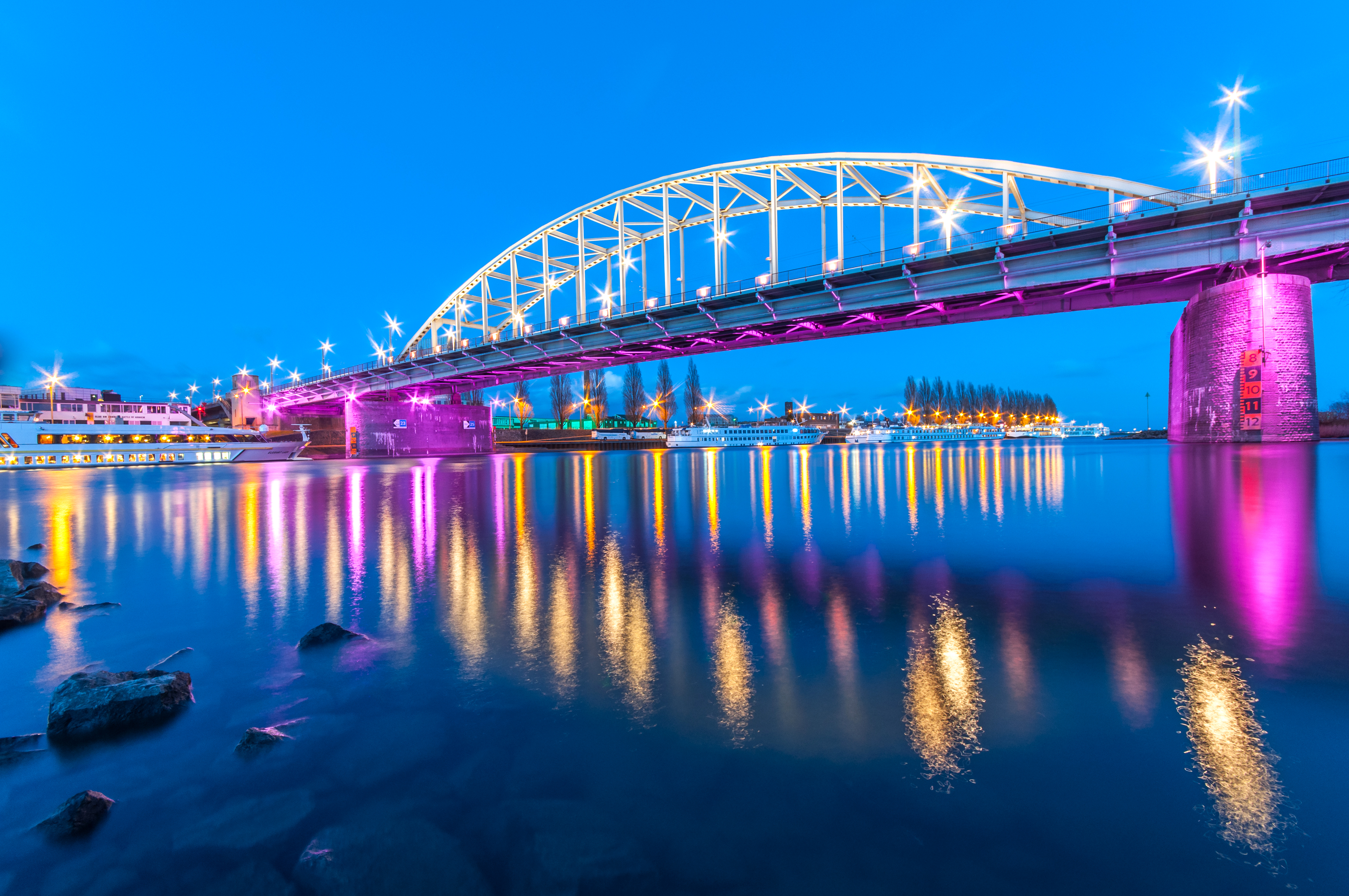 John Frost Bridge over Lower Rhine in Arnhem, Netherlands HD Wallpaper