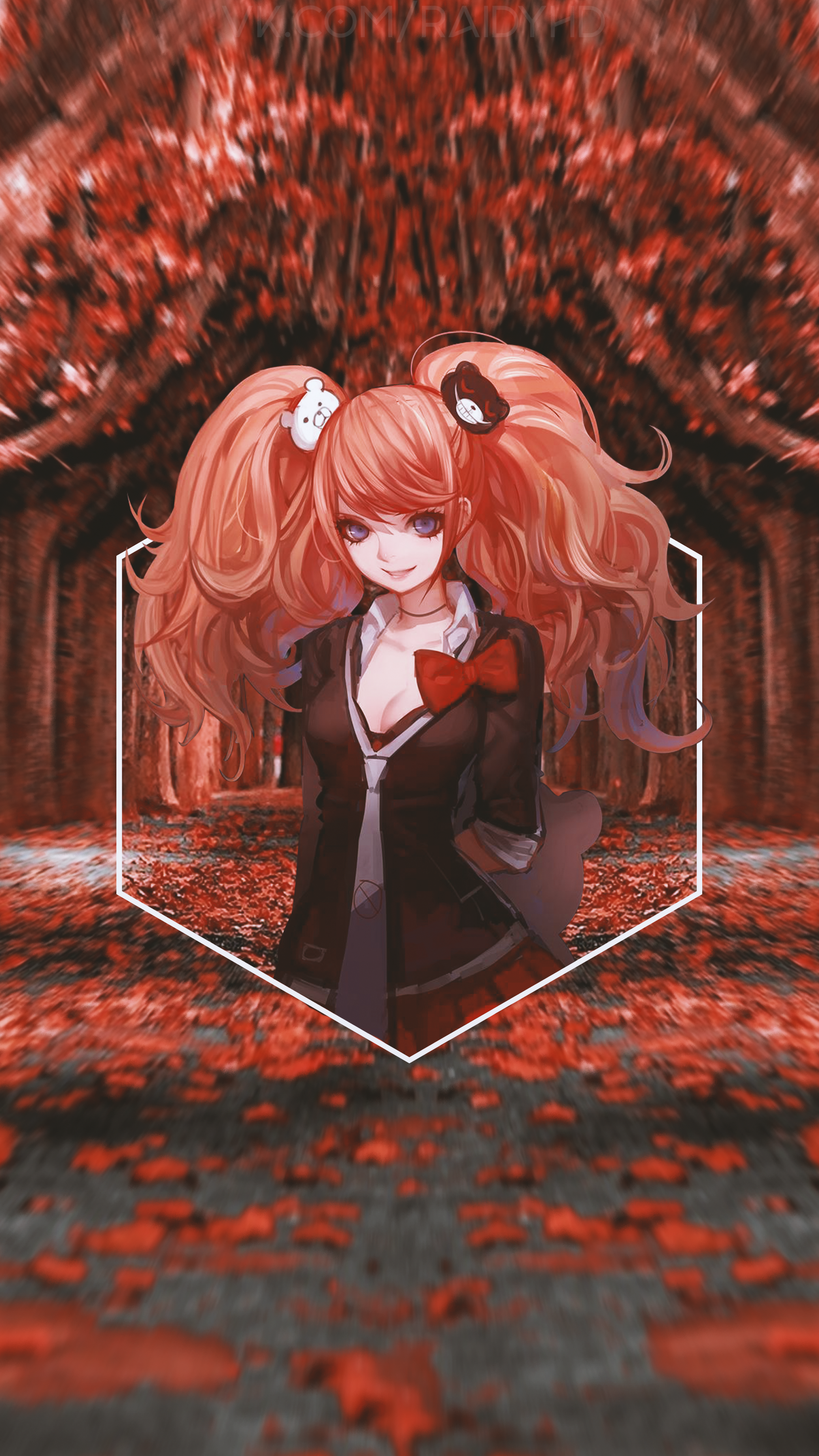 Junko Enoshima from Danganronpa in a forest HD Phone Wallpaper