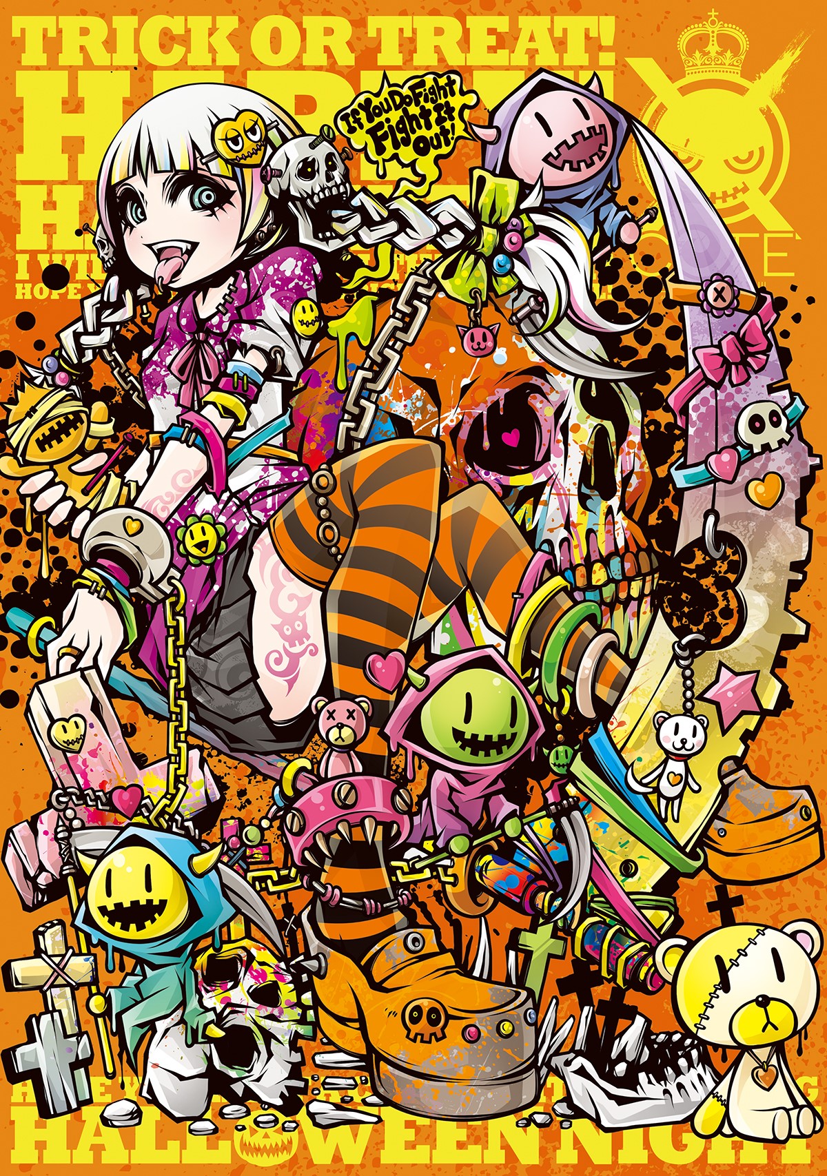 Halloween Night Trick or Treat Original Characters HD Phone Wallpaper