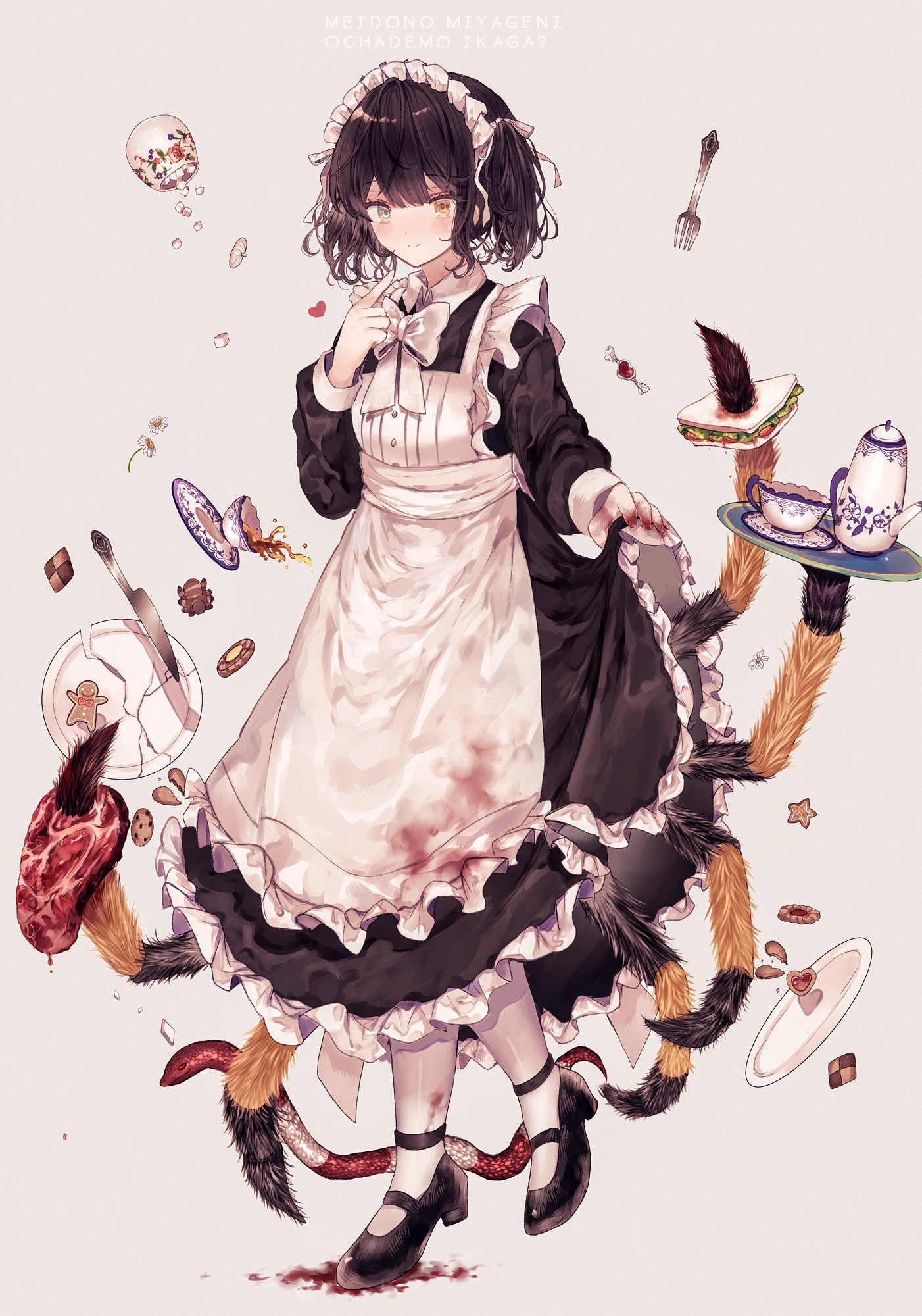 Maid with spider legs and bloody food HD Phone Wallpaper