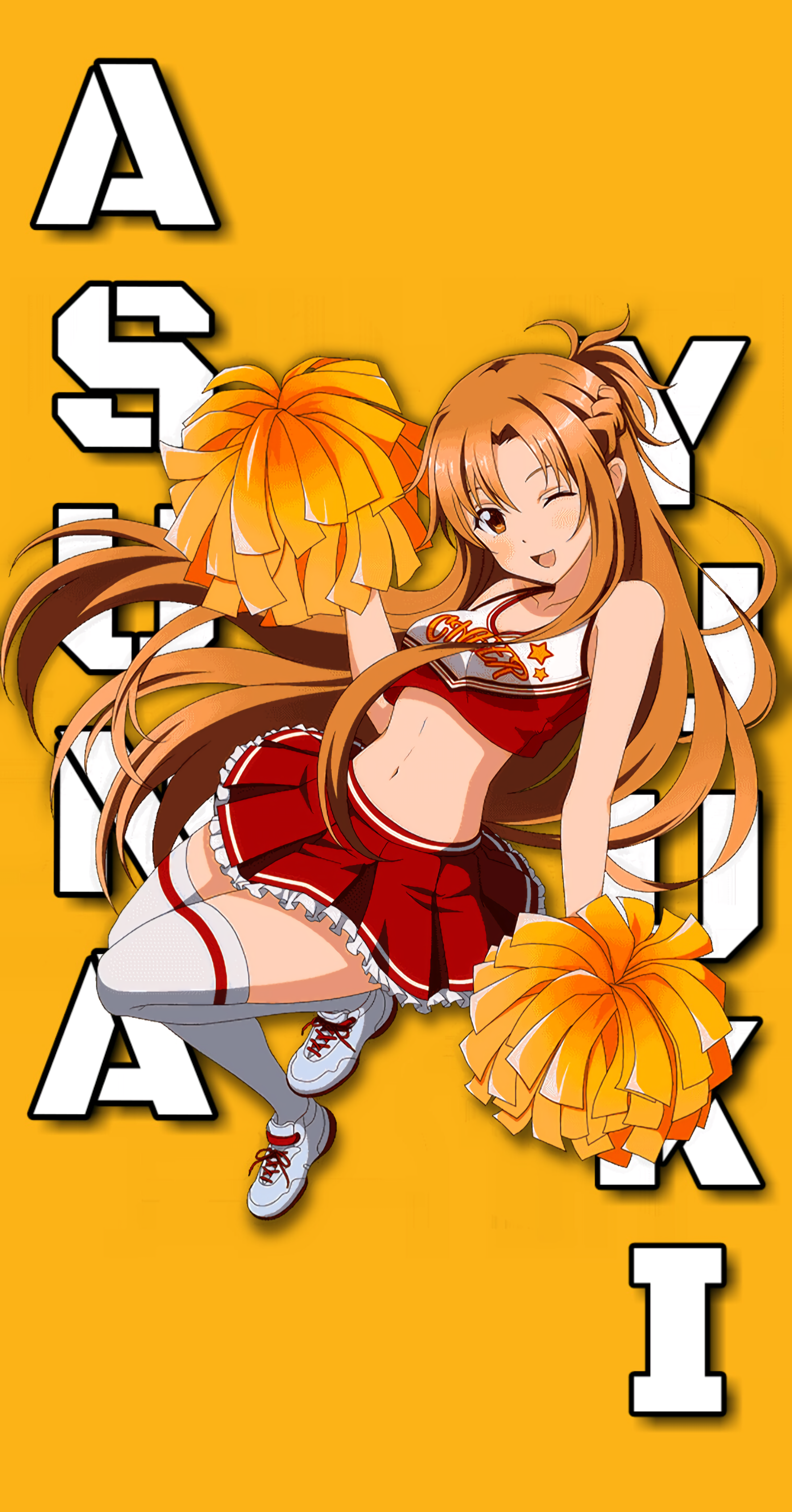 Yuuki Asuna from Sword Art Online cheerleader HD Phone Wallpaper