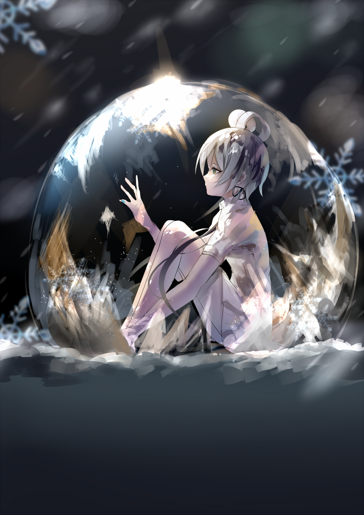 Luo Tianyi from Vocaloid in a snow globe HD Phone Wallpaper
