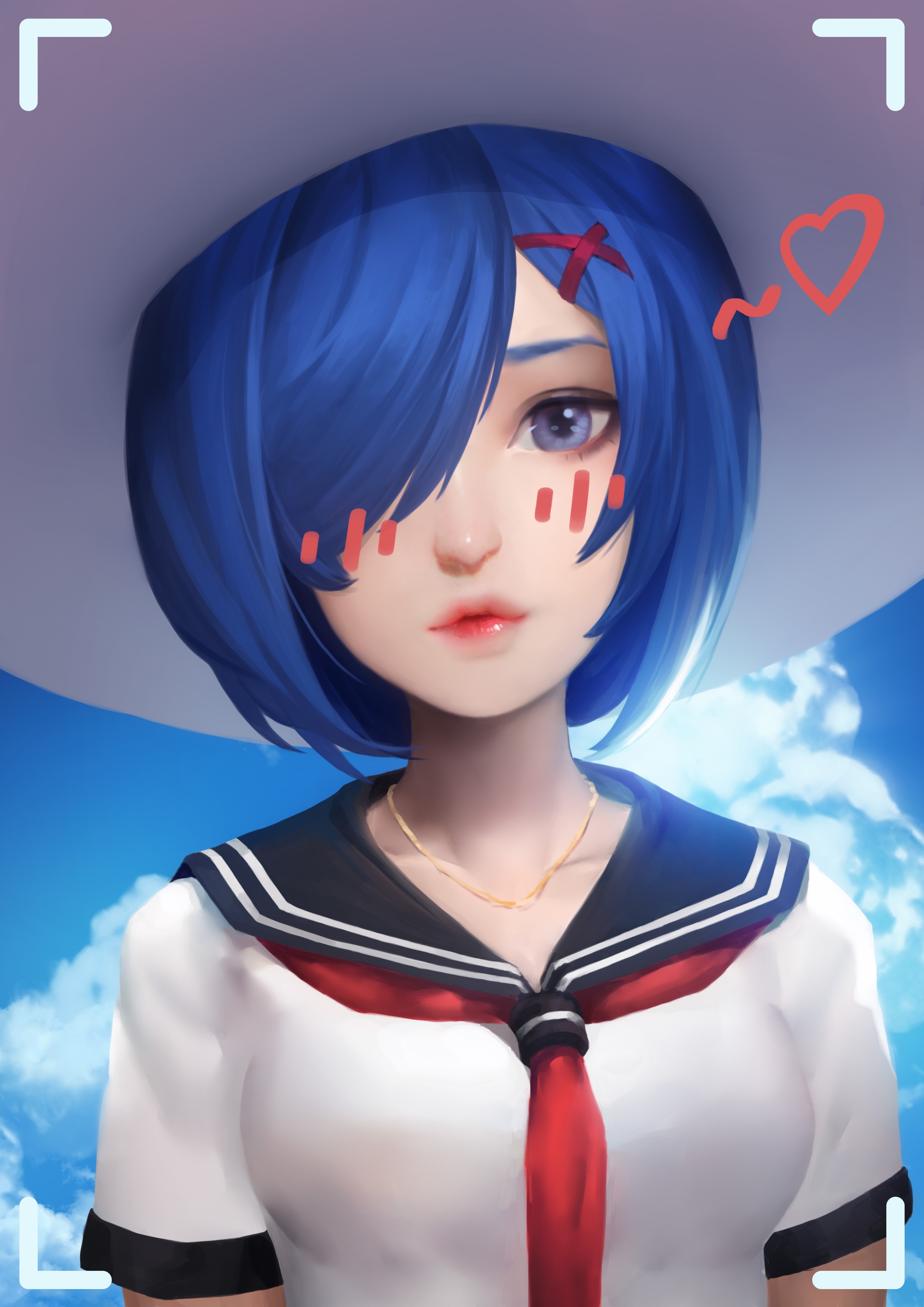 Rem from Re:Zero in a sailor uniform HD Phone Wallpaper
