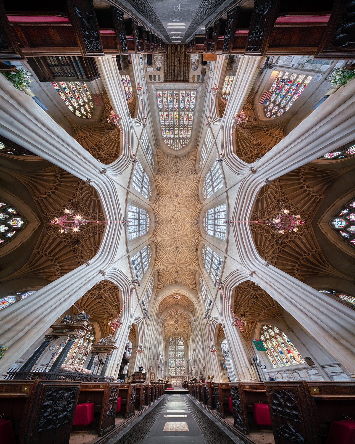 Symmetrical Interior of Bath Abbey Cathedral HD Phone Wallpaper