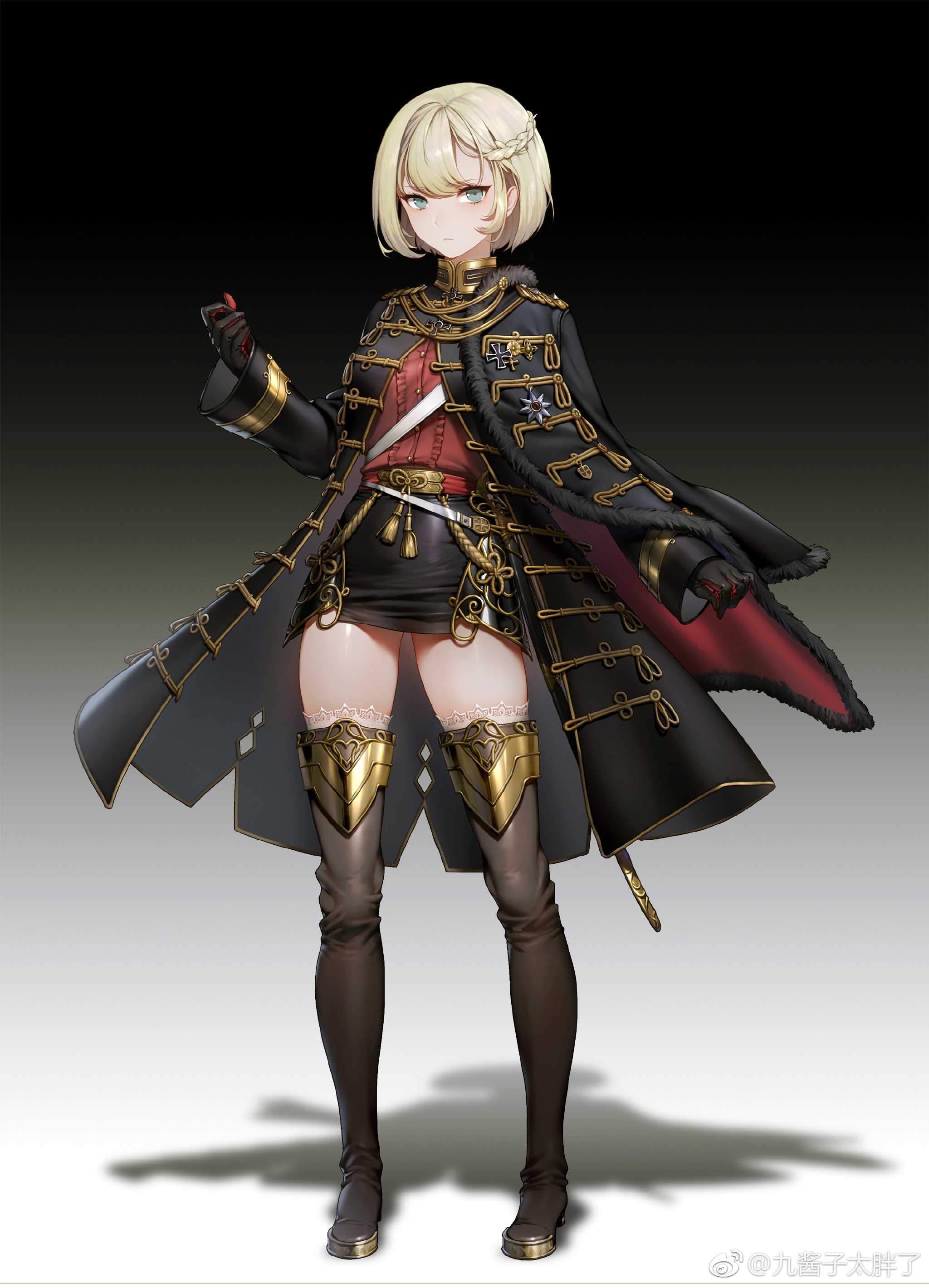 Woman in military uniform with thigh-high boots HD Phone Wallpaper