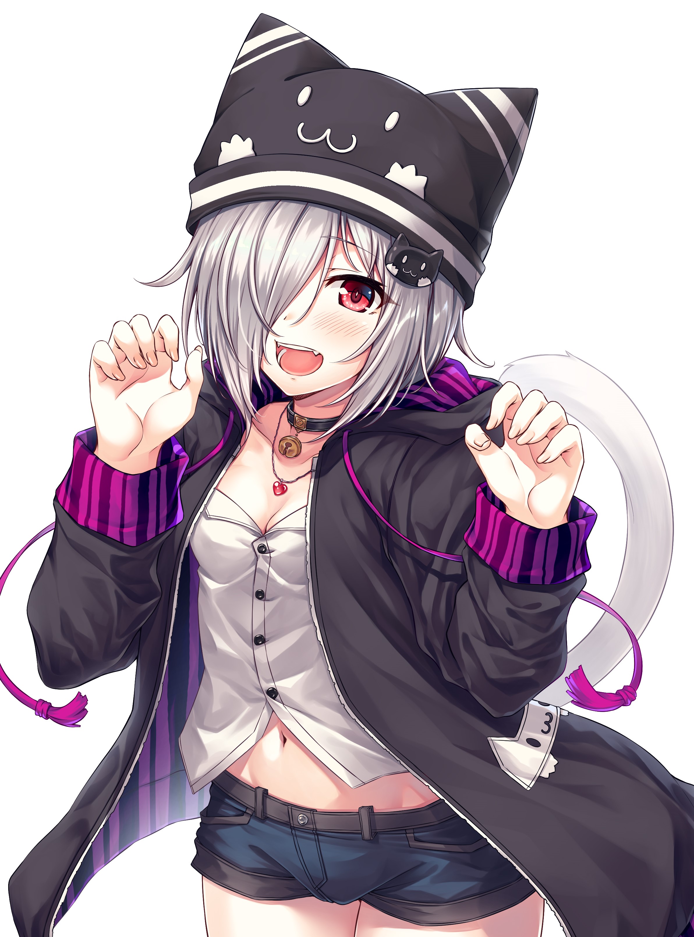 Anime girl with cat ears hat HD Phone Wallpaper