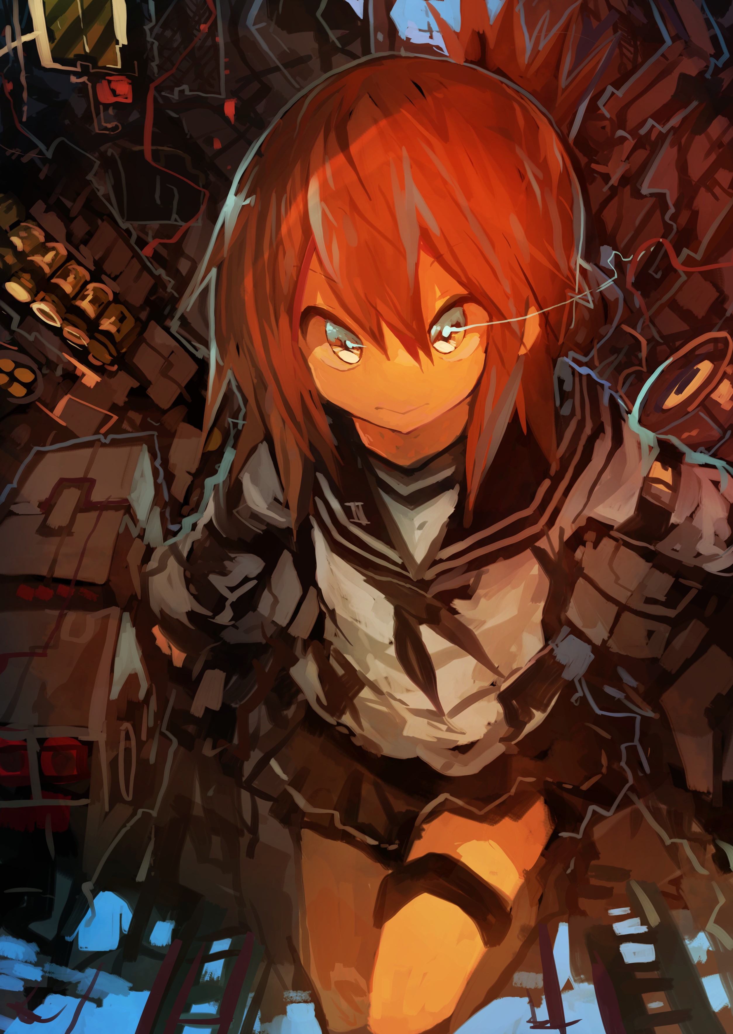 Anime girl with red hair from Kantai Collection HD Phone Wallpaper