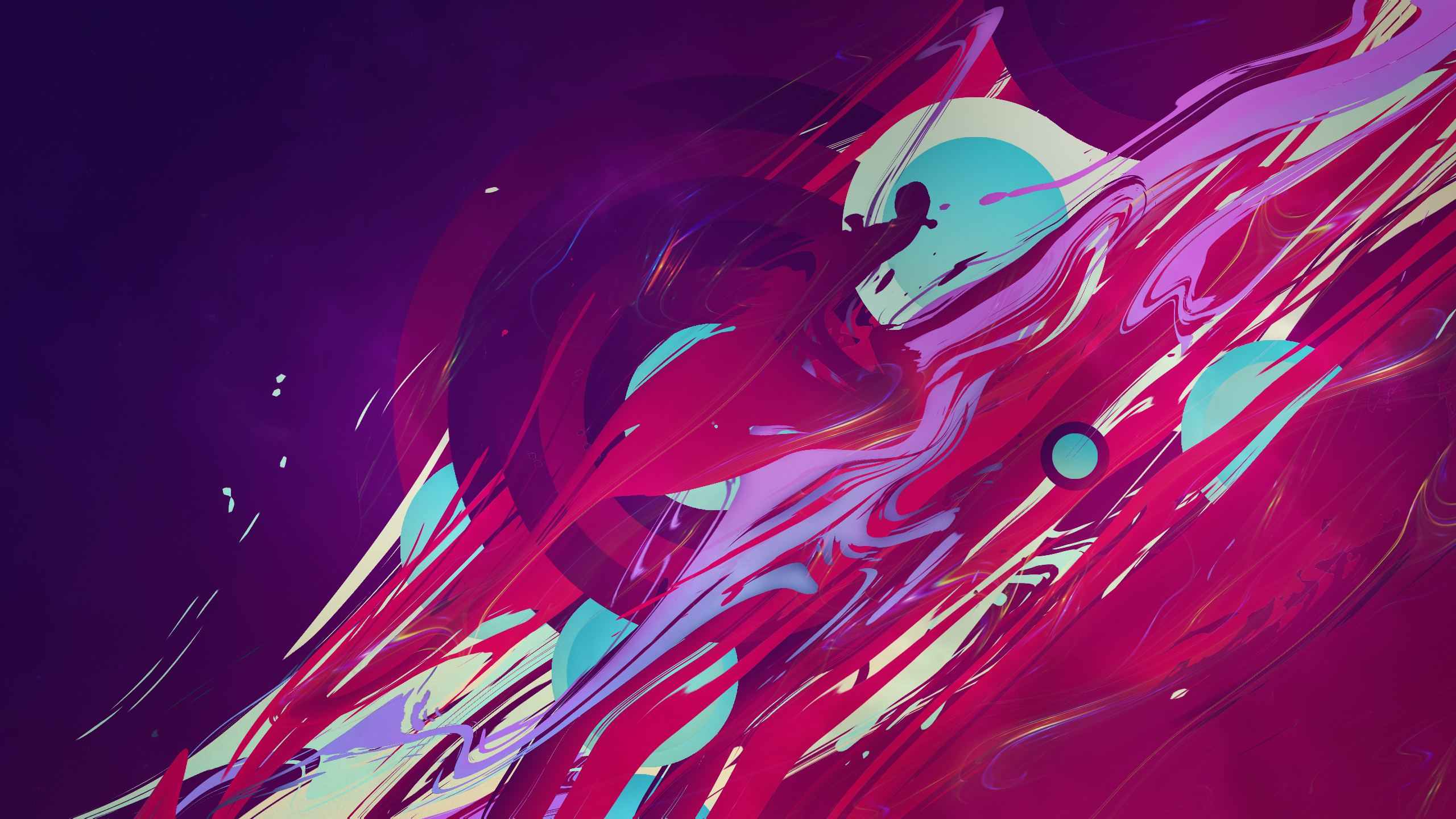 Abstract colorful waves and geometric shapes HD Wallpaper