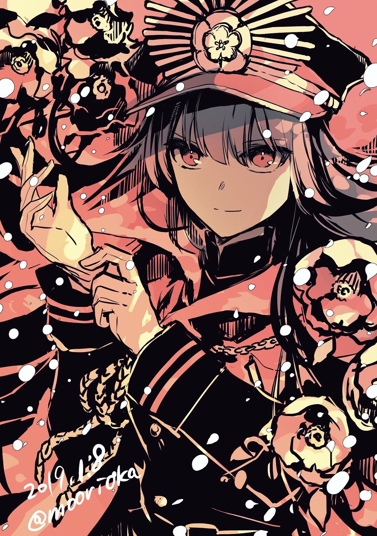 Anime girl with red eyes and military hat HD Phone Wallpaper