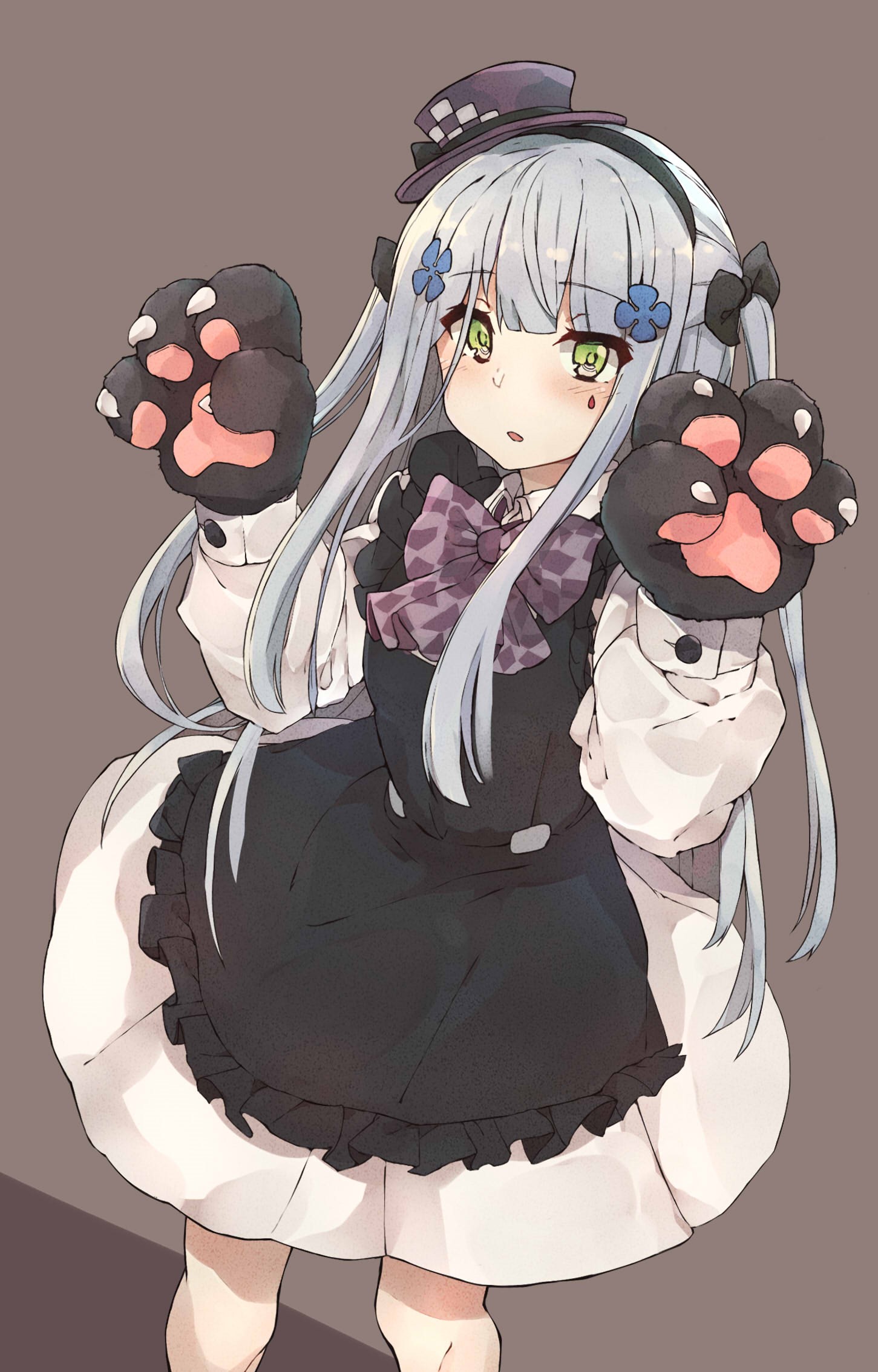 Anime girl with cat paws and maid outfit HD Phone Wallpaper