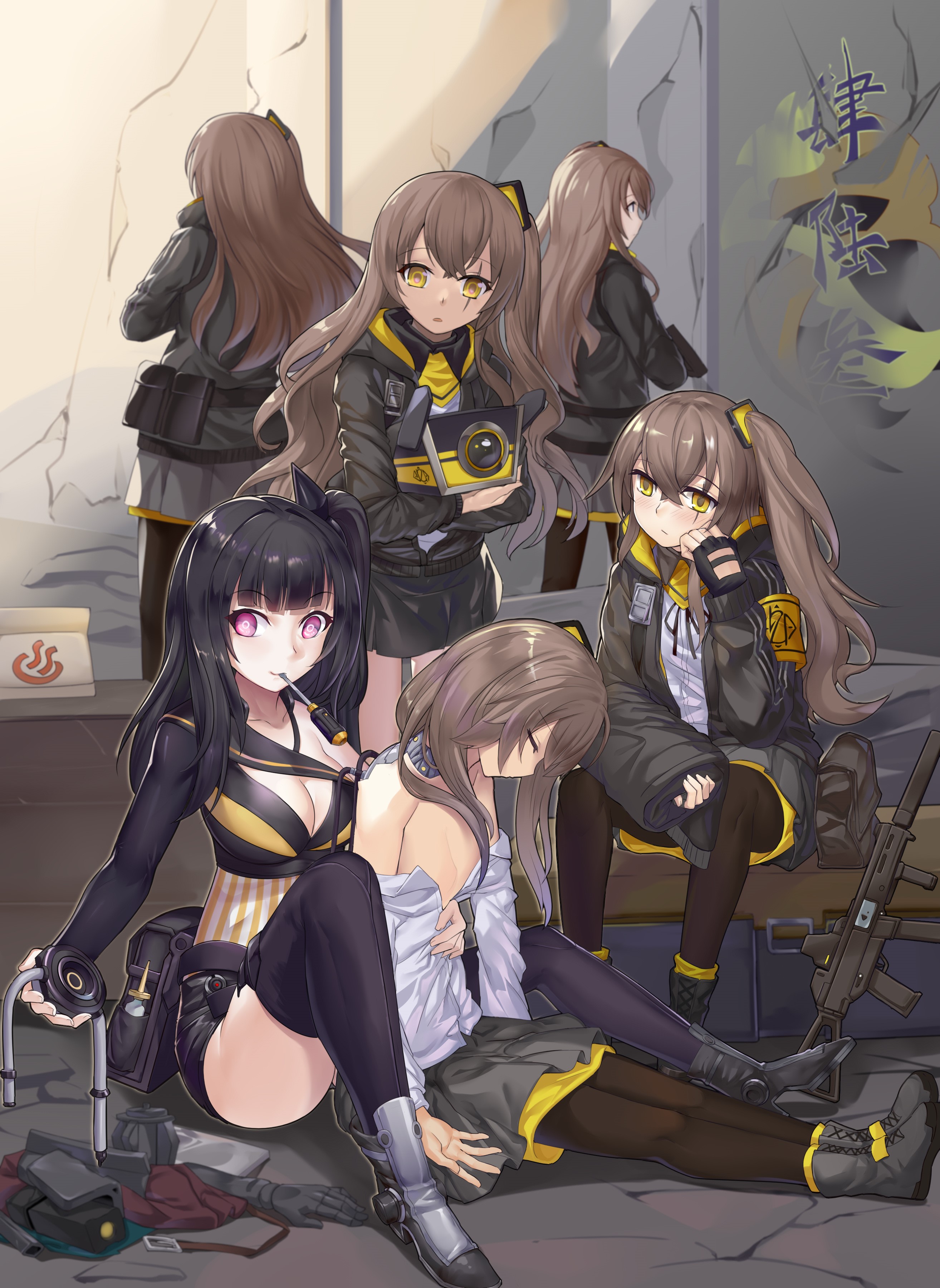 Girls Frontline characters sitting and standing HD Phone Wallpaper