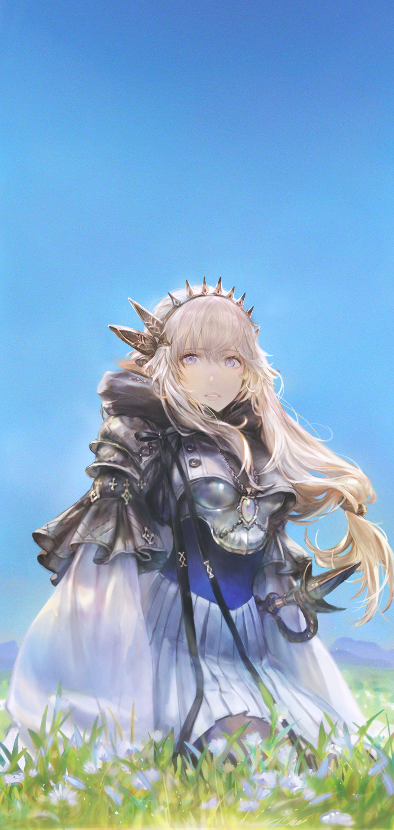 Anime girl in armor with blonde hair HD Phone Wallpaper